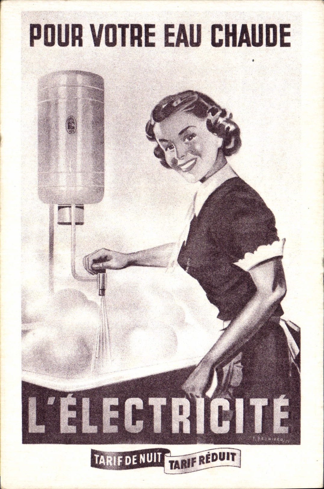 CPA Publicite Pour votre eau chaude L'electricite Tarif de Nuit Tarif reduit