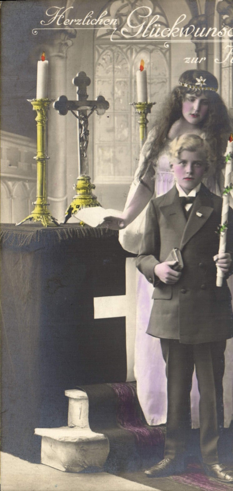 CPA Fantaisie Communion Enfant 