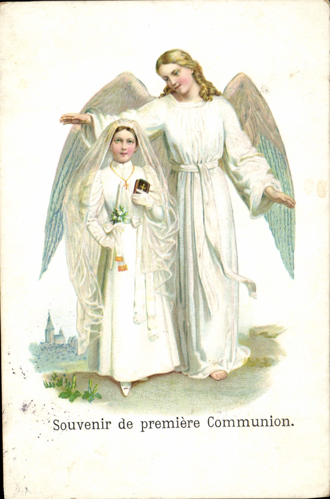 CPA Fantaisie Communion Enfant Ange
