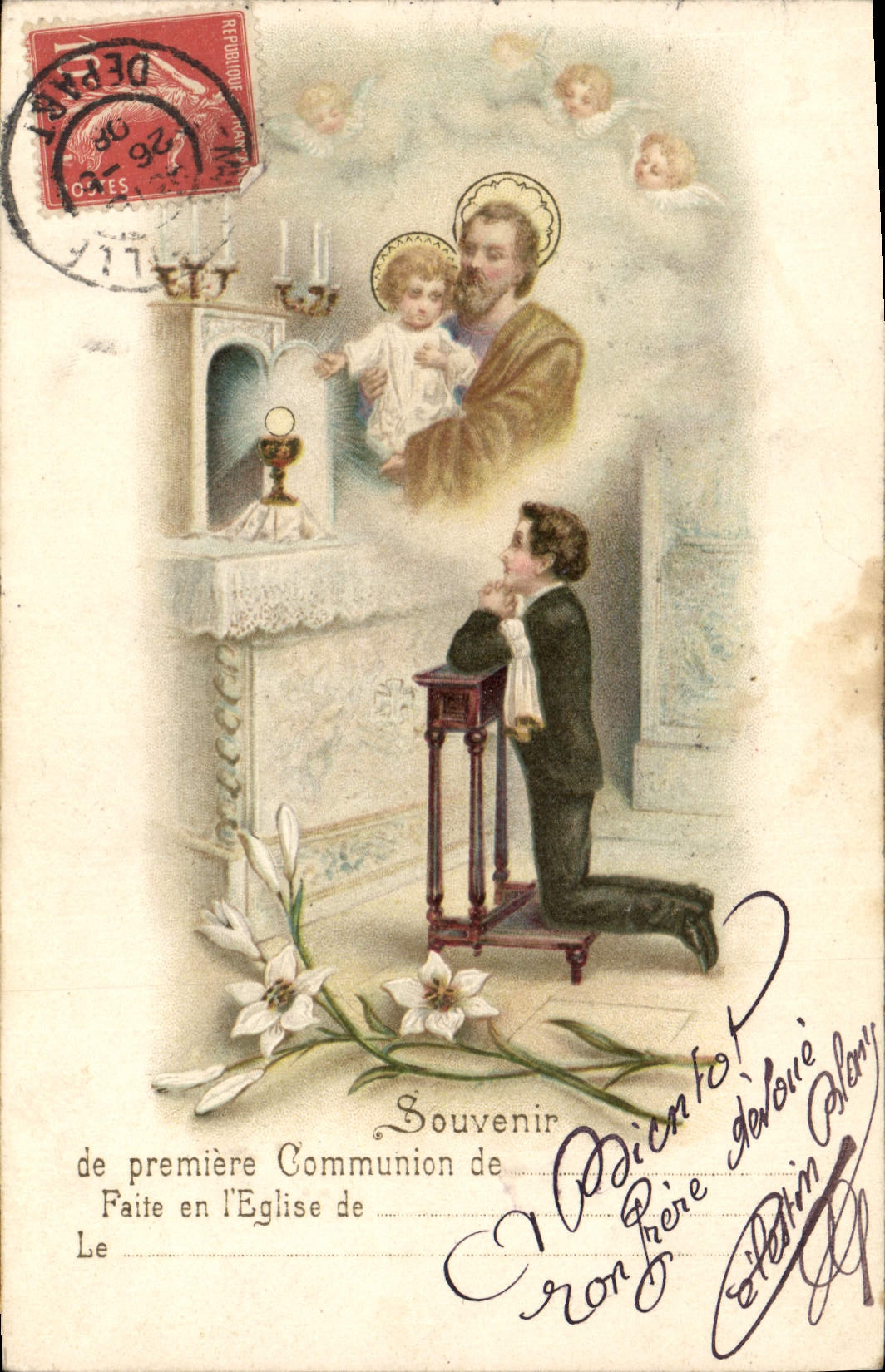 CPA Fantaisie Communion Enfant 