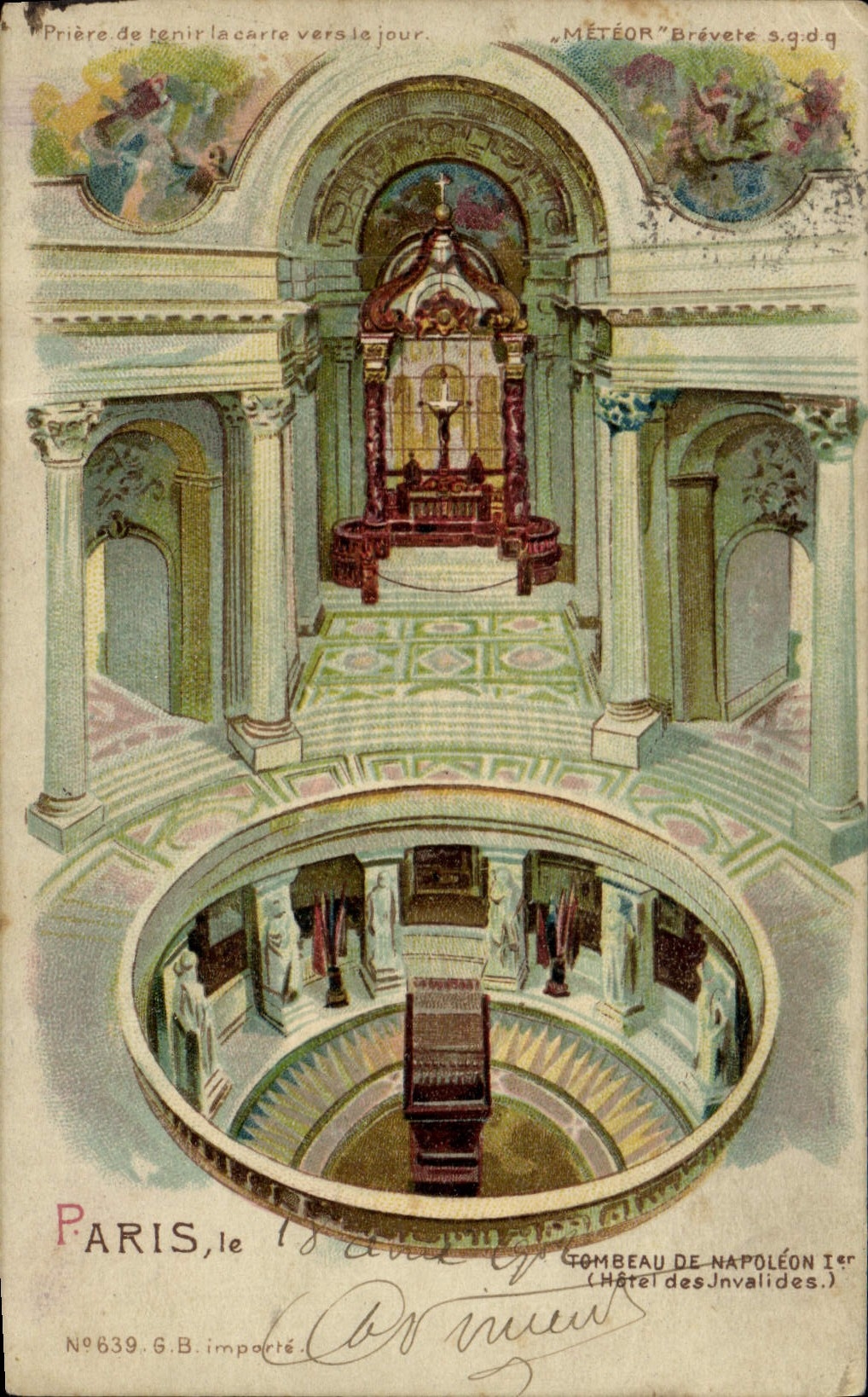 CPA Fantaisie Illustrateur Carte transparente Paris Tombeau de Napoleon 1er Hotel des Invalides
