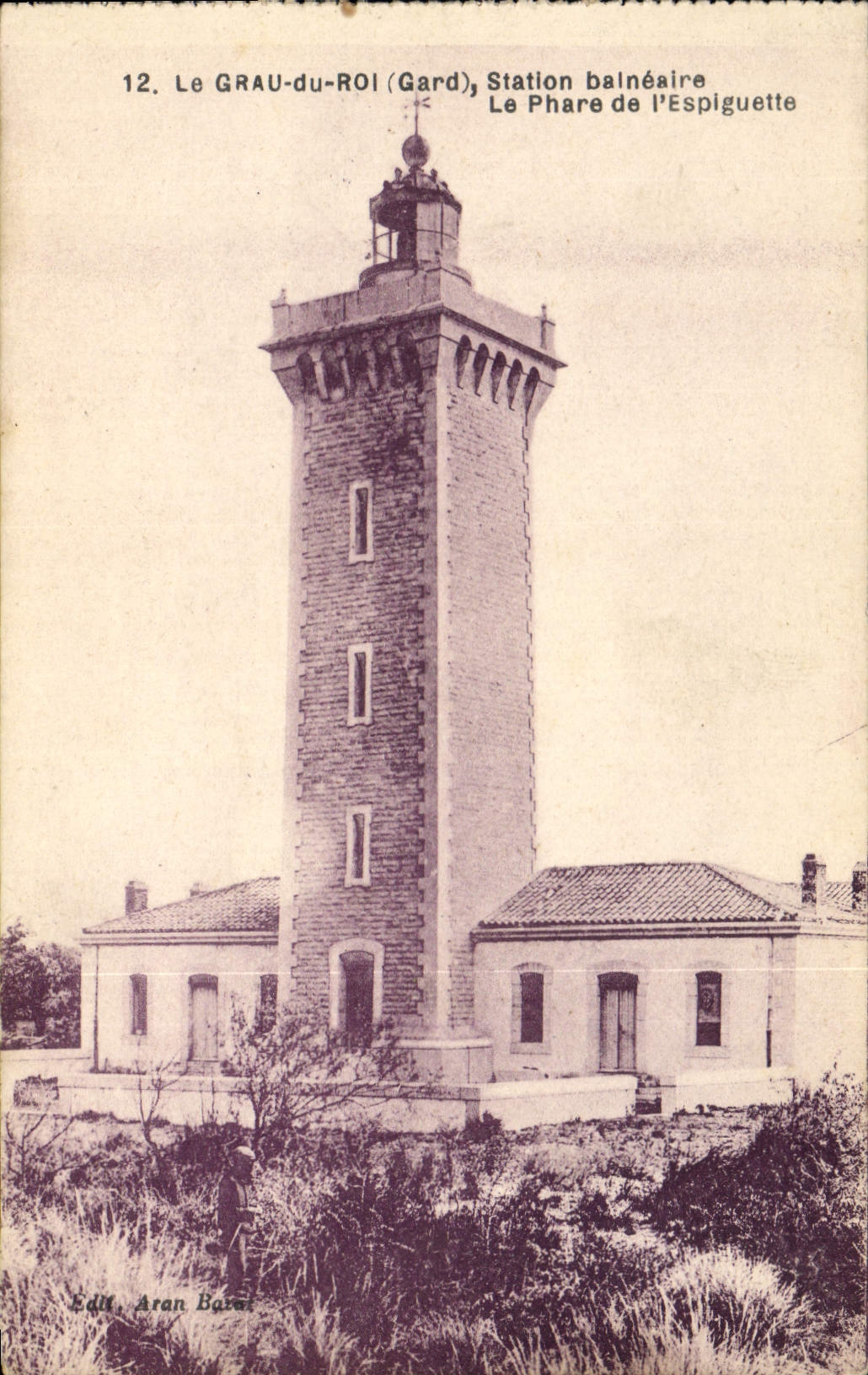 Vintage Postcard Headlight of Espiguette Grau of the King