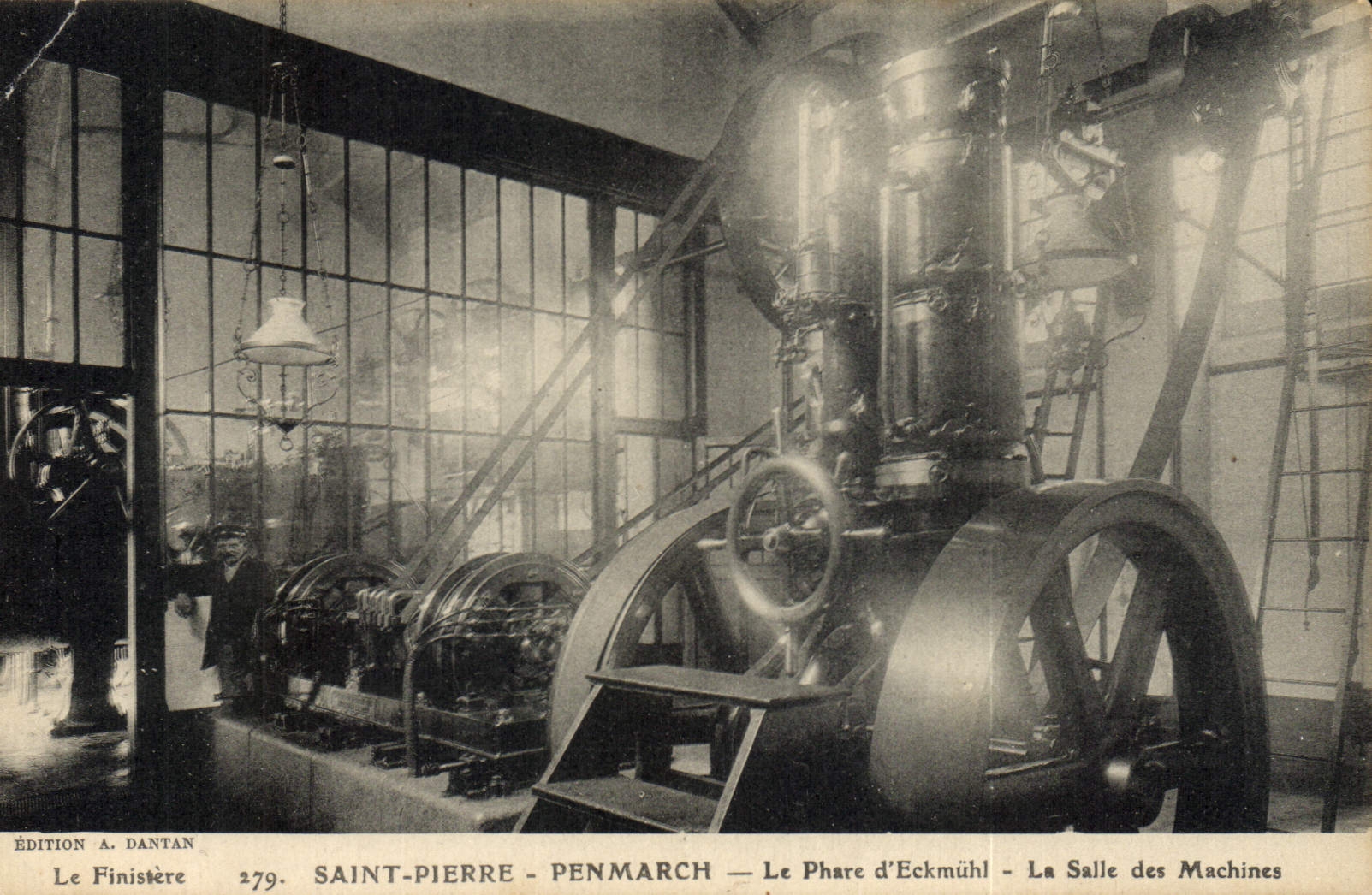 Vintage Postcard Headlight of Eckmuhl Penmarch Saint Pierre the engine room