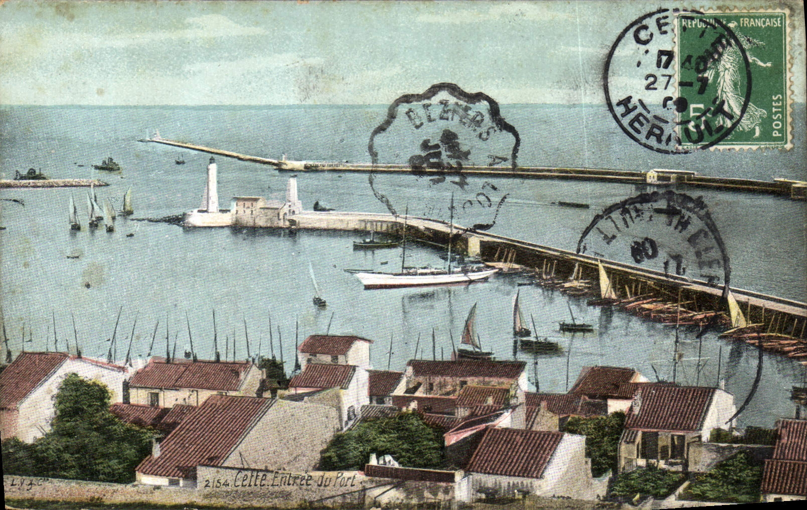 Vintage Postcard Headlight This Entry of the port Boats