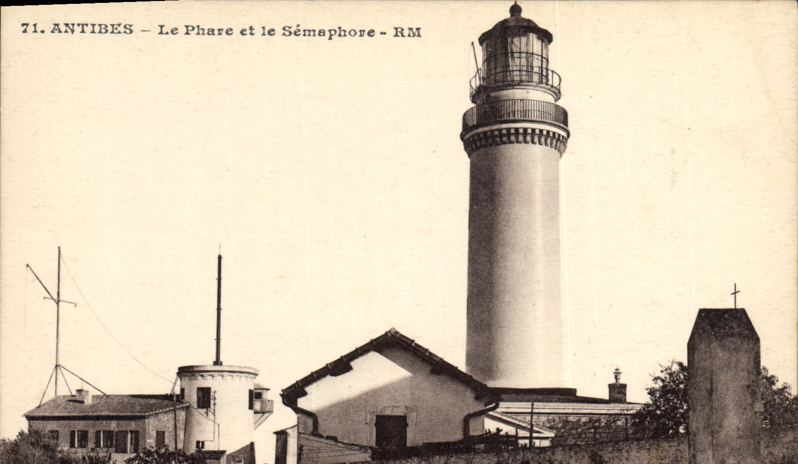 Vintage Postcard Antibes Headlight the headlight and the semaphore