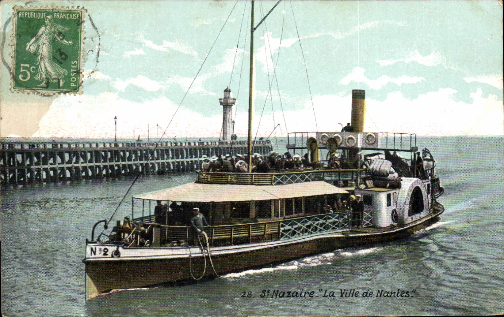 Vintage Postcard Headlight St Nazaire the Town of Nantes Boat