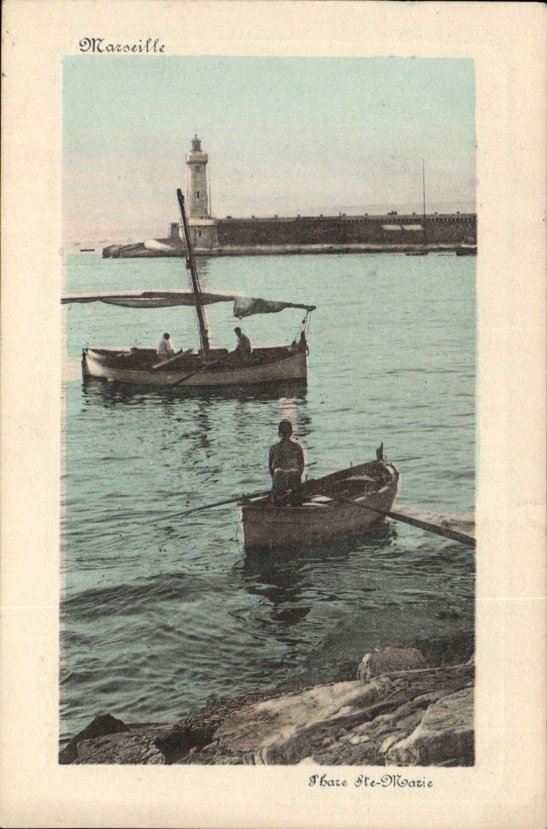 Vintage Postcard Headlight co. Marie Marseilles Boat