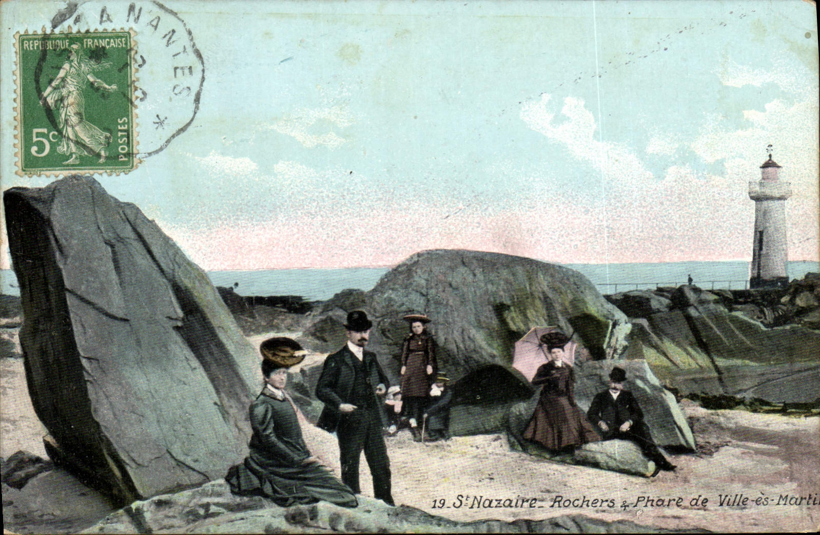 CPA Phare St Nazaire Rochers Phare de ville es Martin