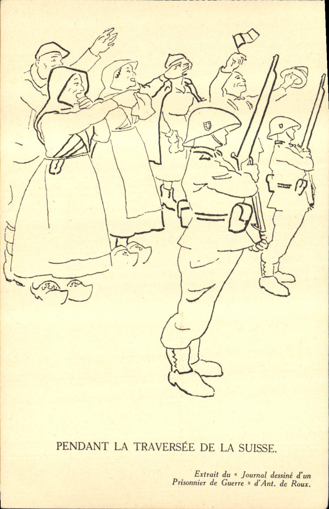 CPM Militaria Pendant la traversee de la Suisse