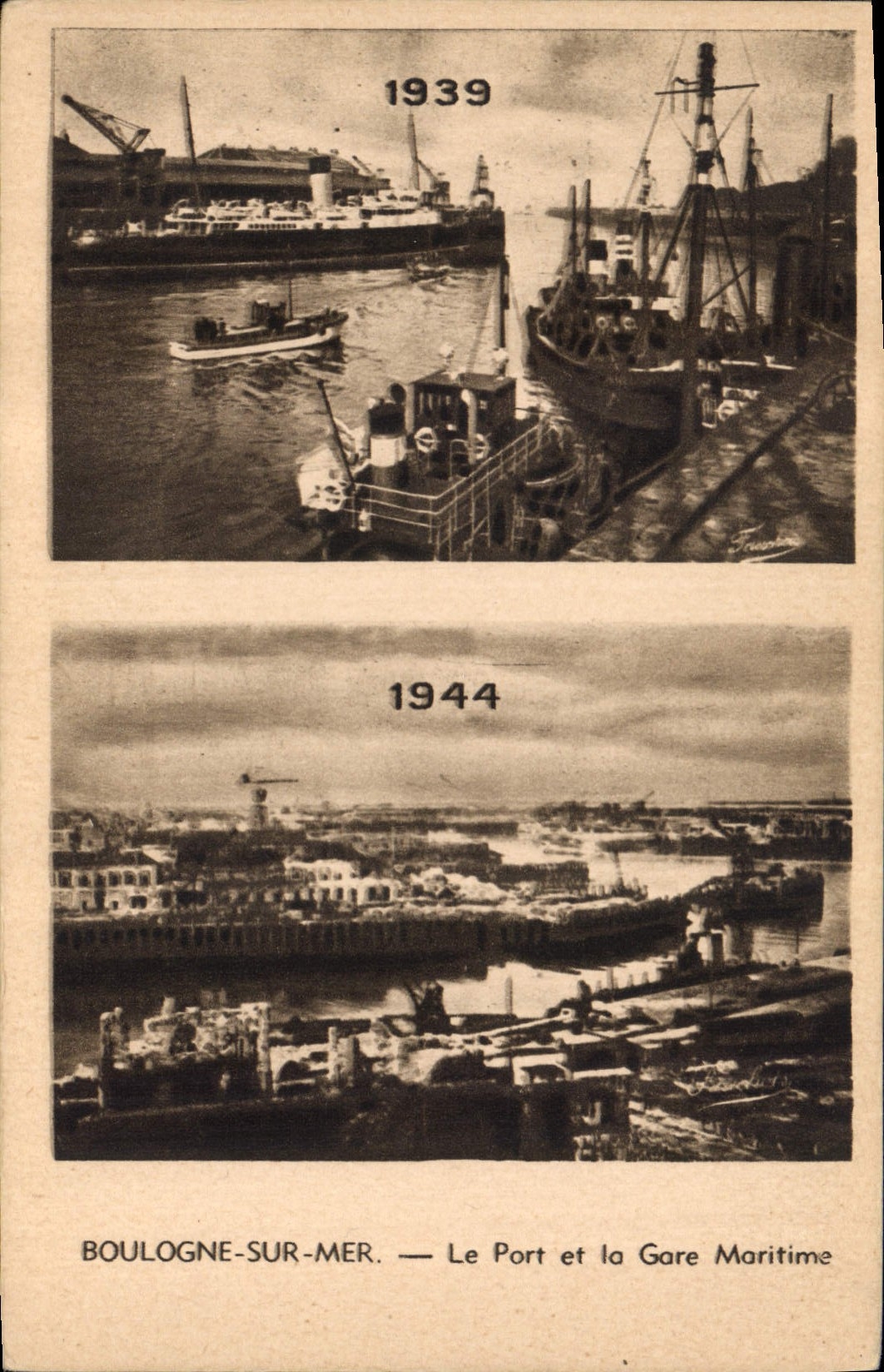 CPM Militaria Boulogne sur Mer Le port et la gare maritime 1939 1944