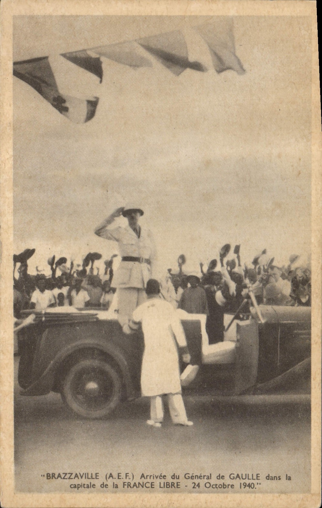 Modern Postcard Militaria Brazzaville AEF Arrived of General de Gaulle in the capital of Free France October 24th, 1940