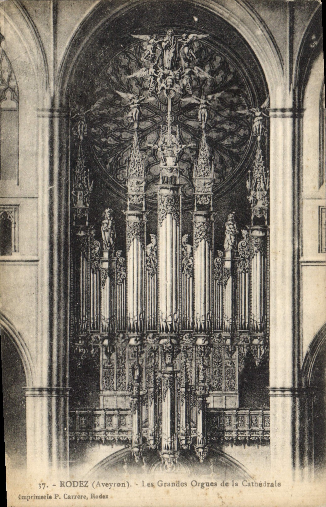 Postal Órgano Rodez los grandes órganos de la catedral