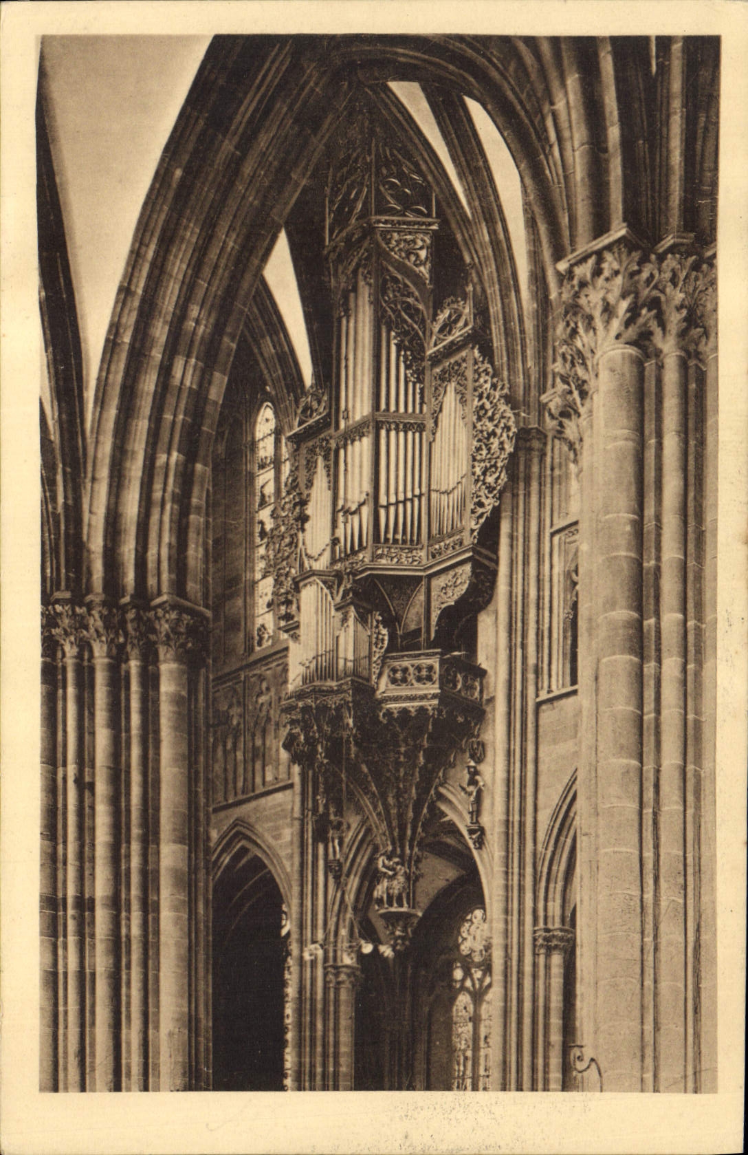 Vintage Postcard Organ Strasbourg Cathedral