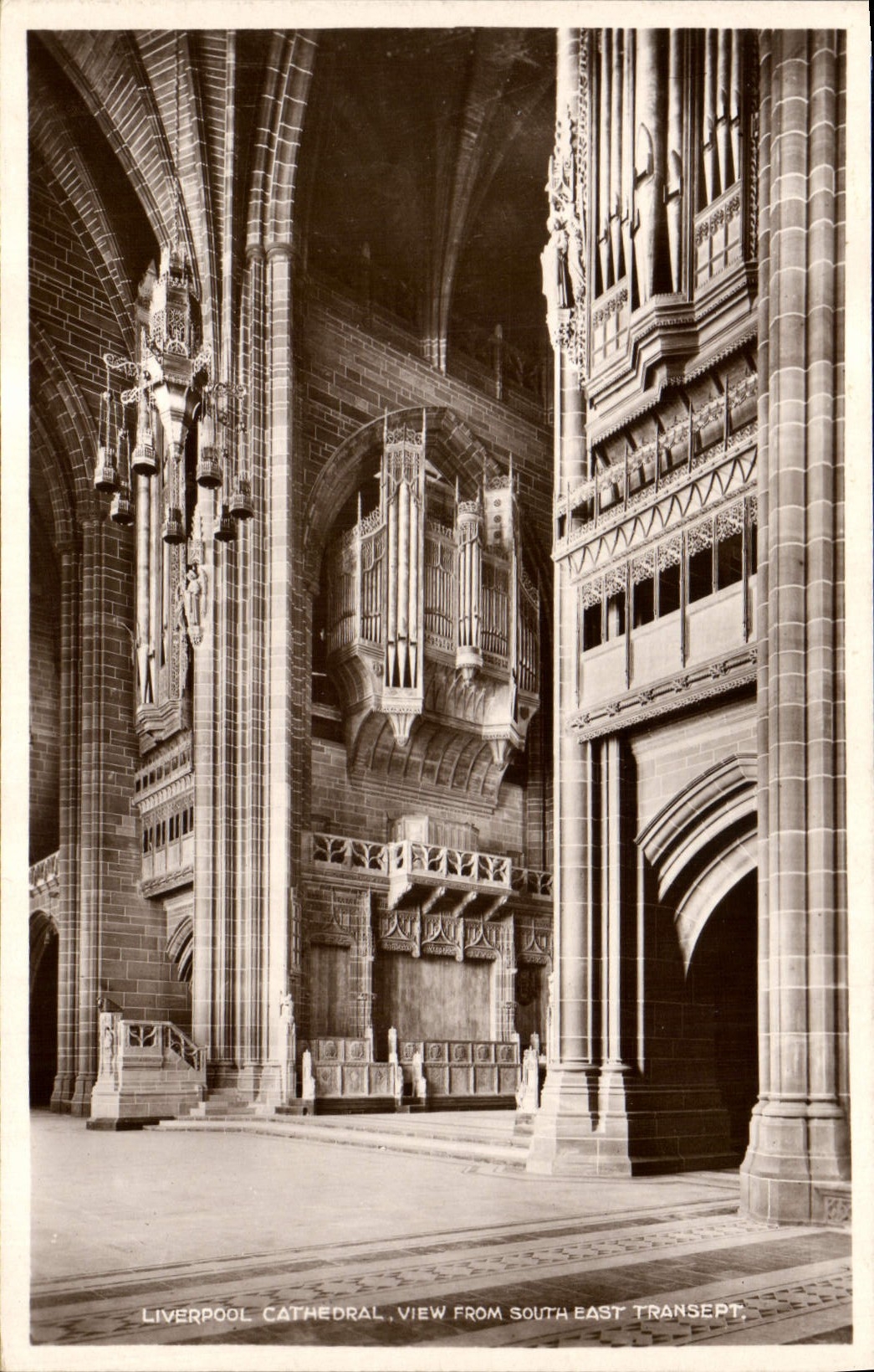 Vintage Postcard Organ Cathedral Liverpool View from South East Transept