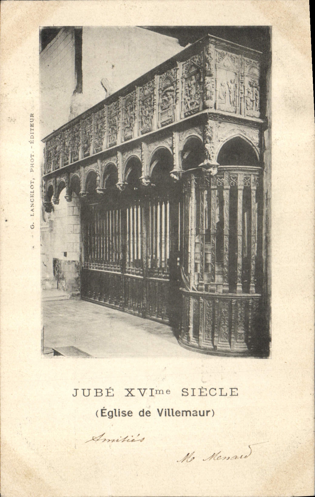 Vintage Postcard Jube Church of Villemaur