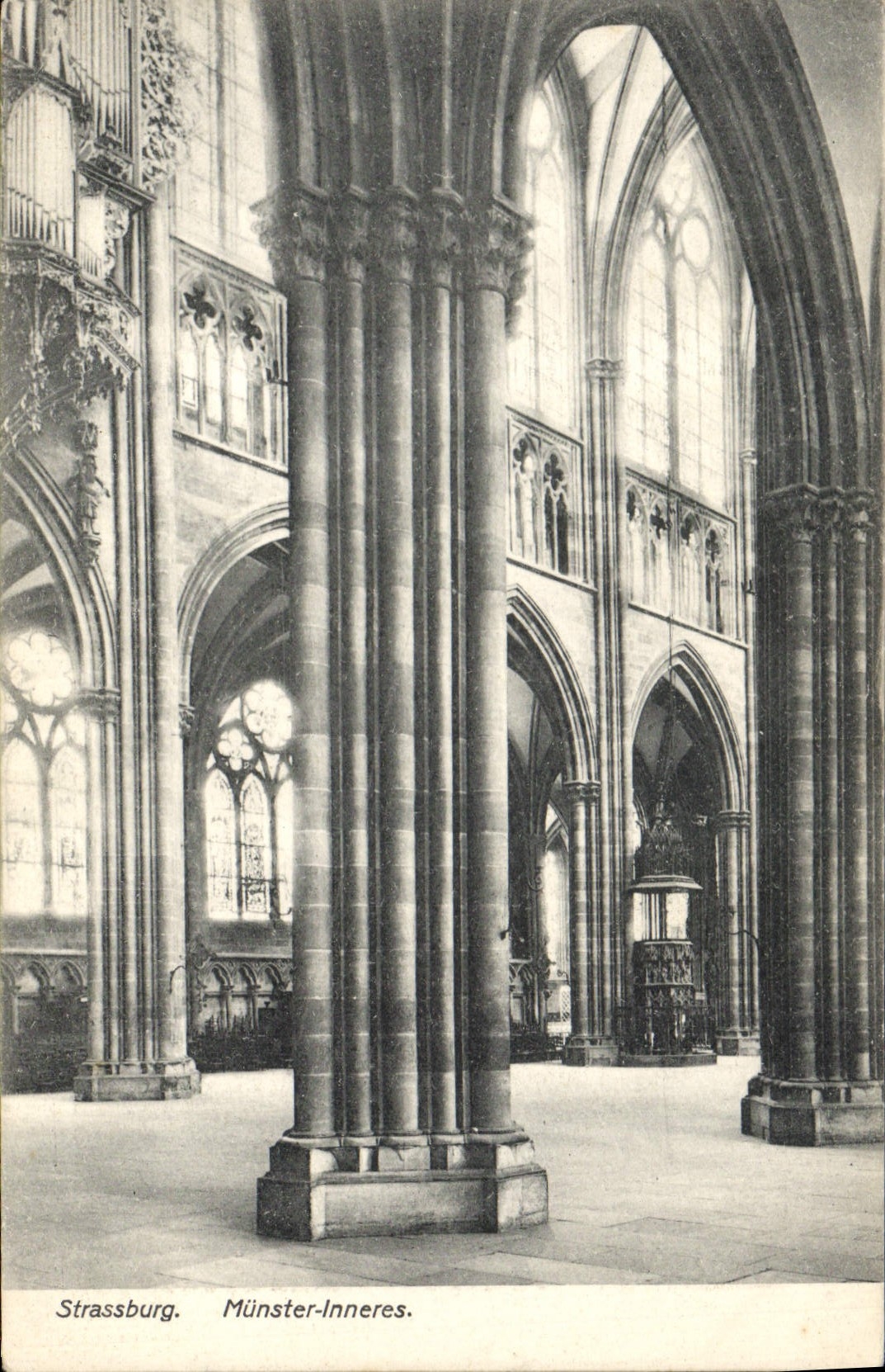 Vintage Postcard Organ Strasbourg Inneres Munster