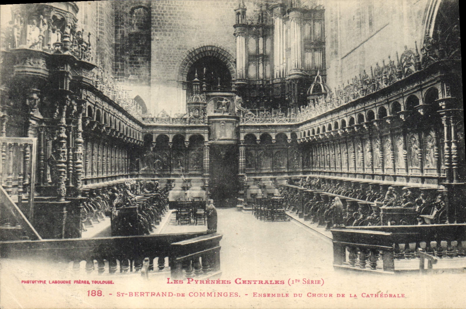 Postal Órgano San Beltrán de Comminges Junto del coro de la catedral