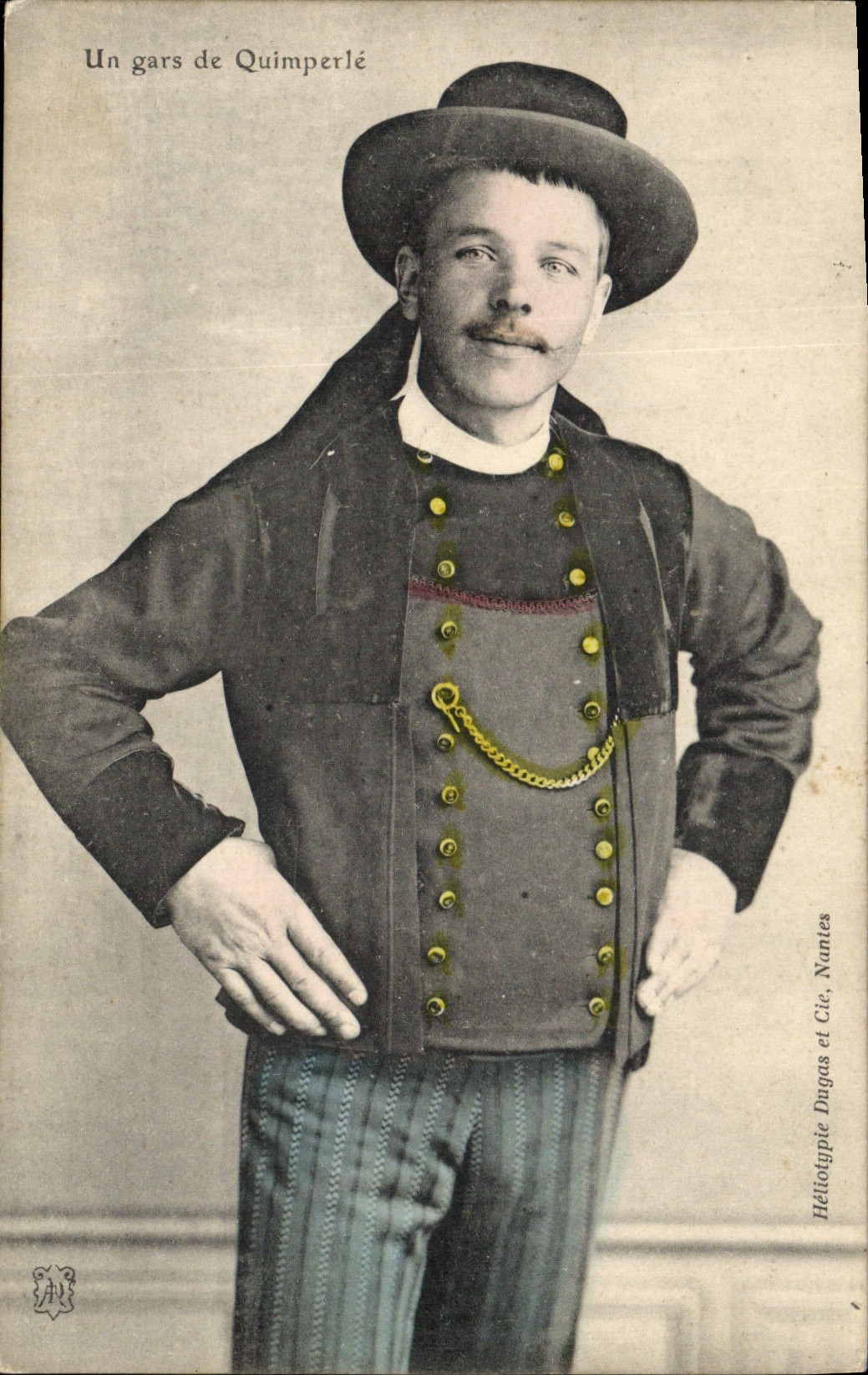 Vintage Postcard Folklore a guy of Quimperle