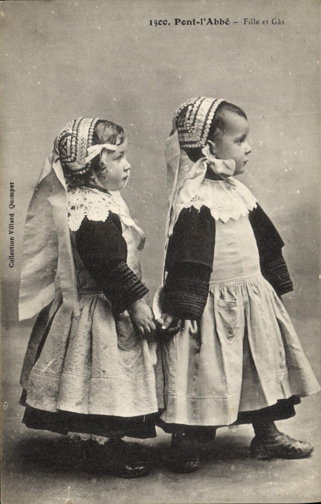 Vintage Postcard Folklore Bridge the Abbot Girl and Gas Children