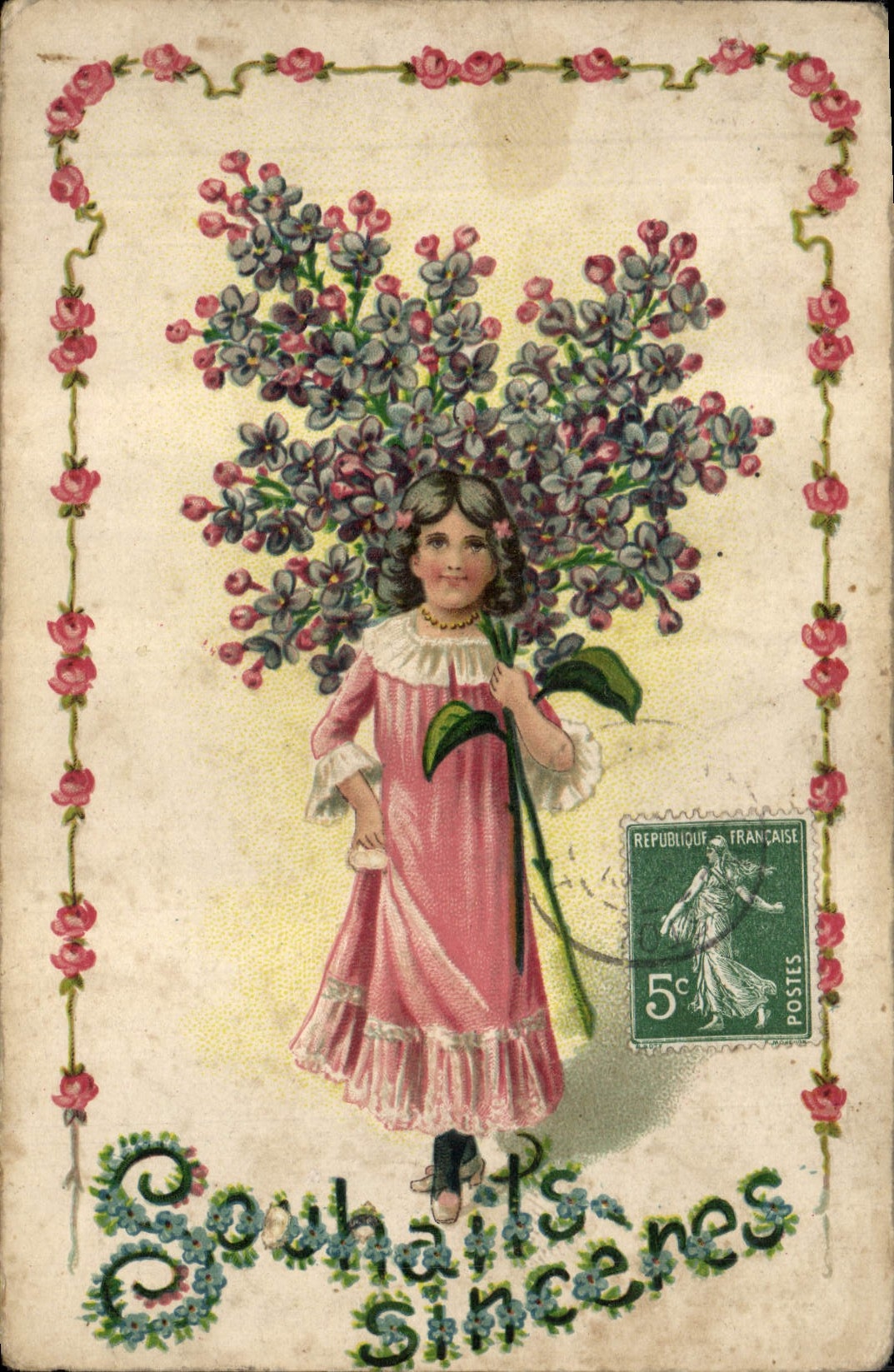 CPA Fantaisie Fleurs Enfant