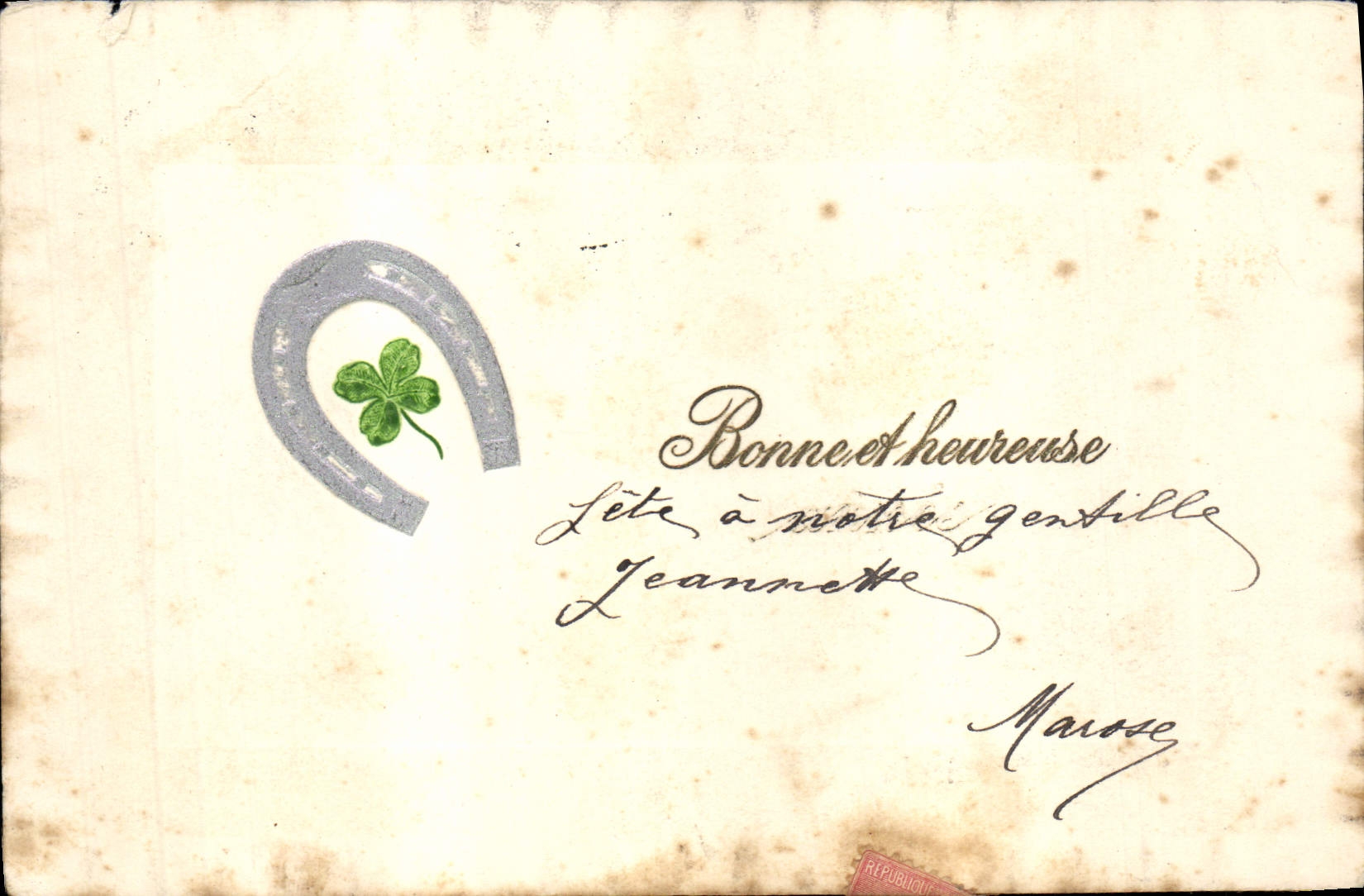 CPA Fantaisie Fleurs Fer a cheval