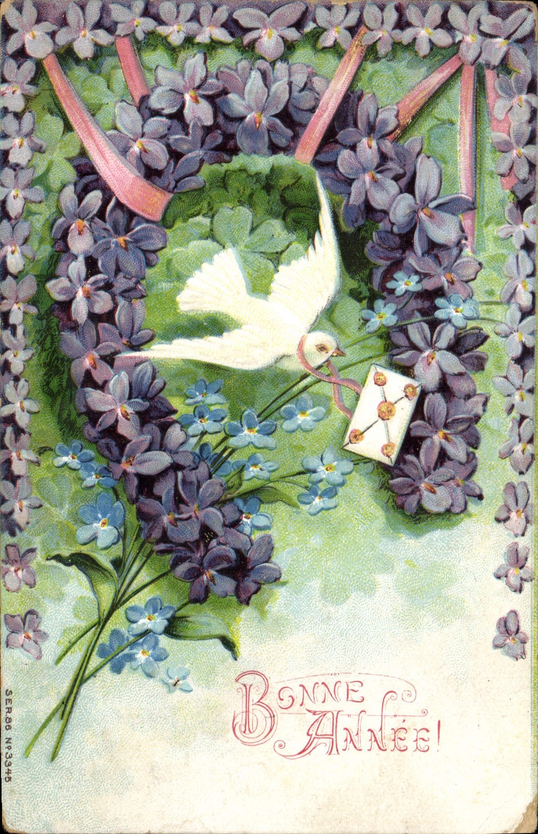 CPA Fantaisie Fleurs Colombe