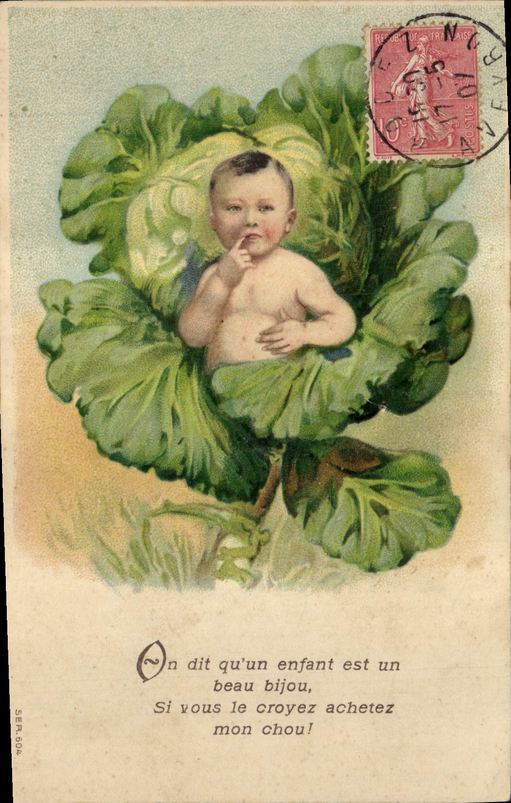 CPA Fantaisie Fleurs Enfant Bebe Chou