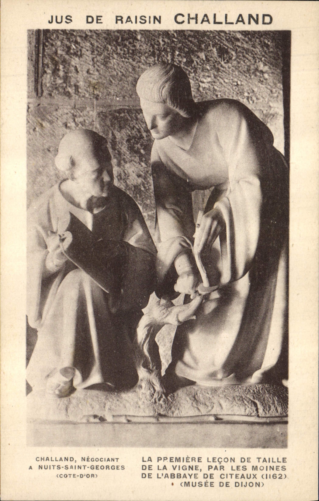 Postal Vino Vendimias Mosto Gabarra Nuits-Saint-Georges la primera lección de importancia de la vid