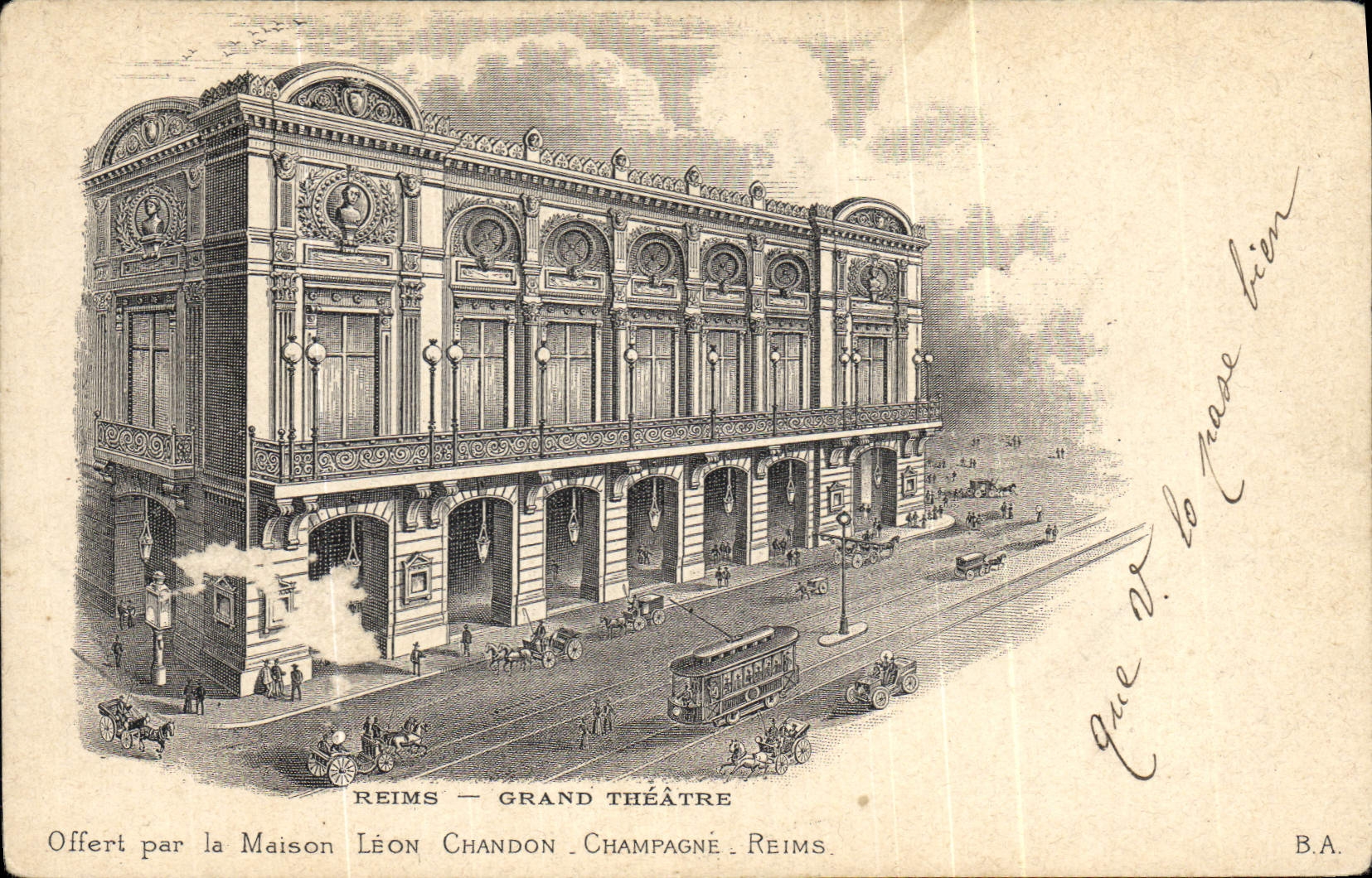 CPA Publicite Vue d'une cave des cognacs Reims Grand Theatre