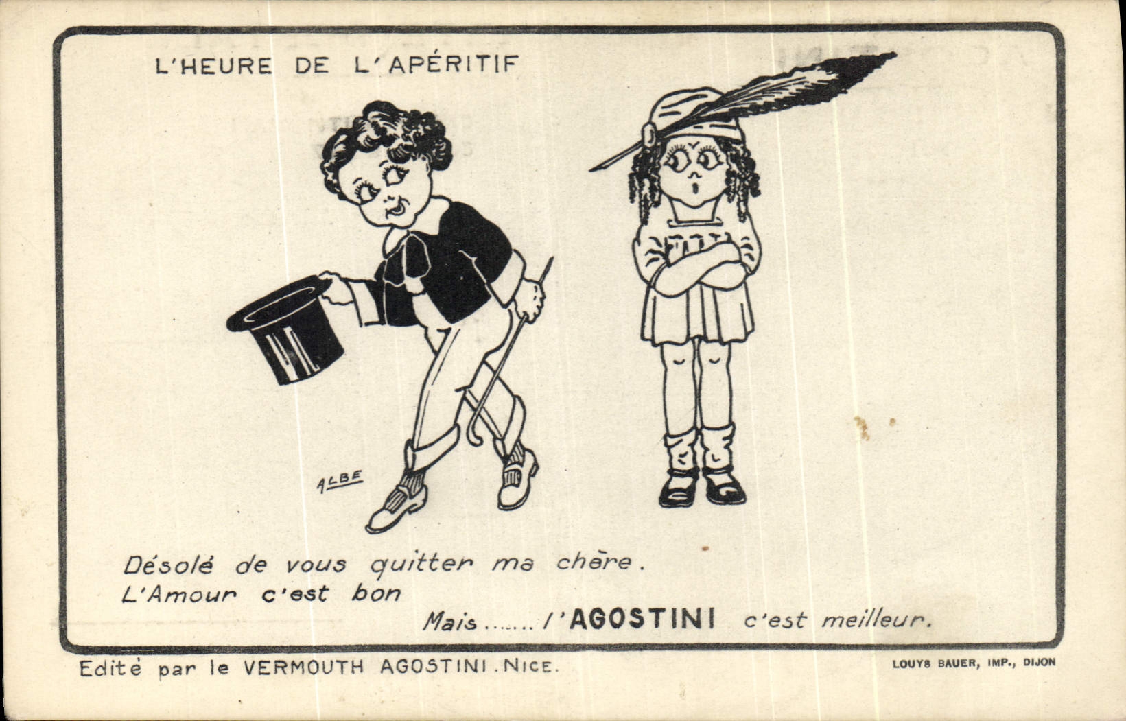 CPA Publicite Enfants L'heure de l'aperitif Agostini Vermouth Nice Alcool