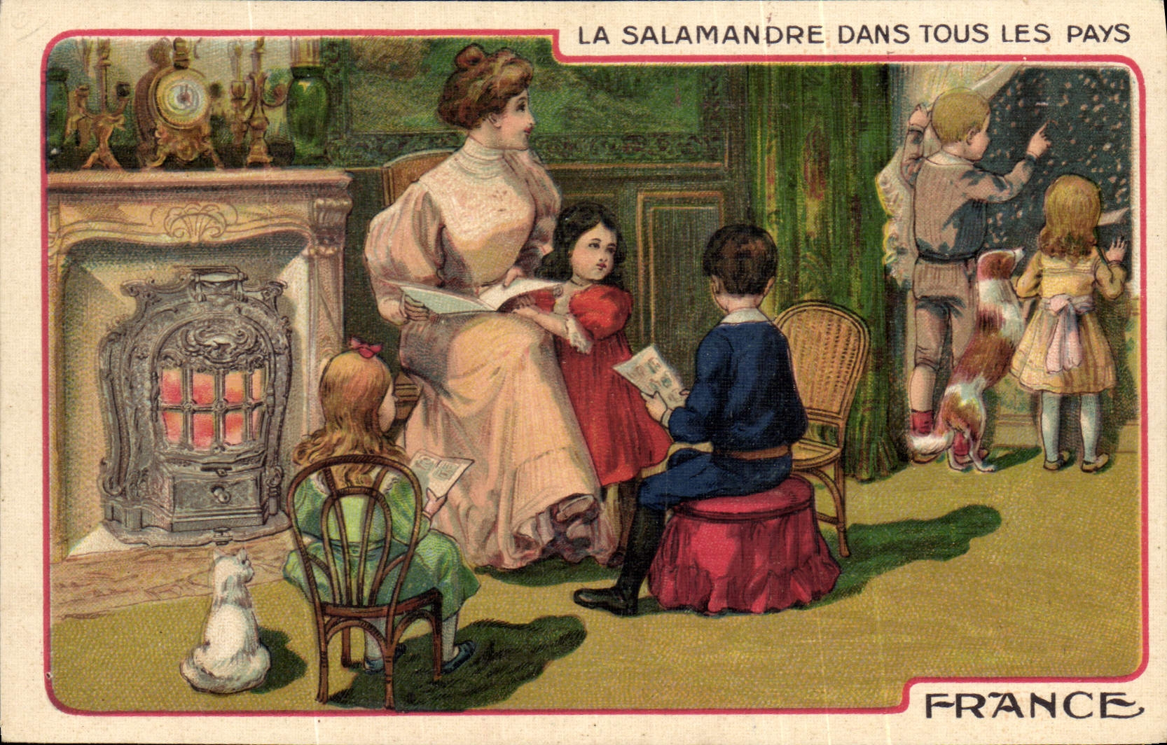 CPA Publicite La salamandre dans tous les pays France Enfants Chat Chien