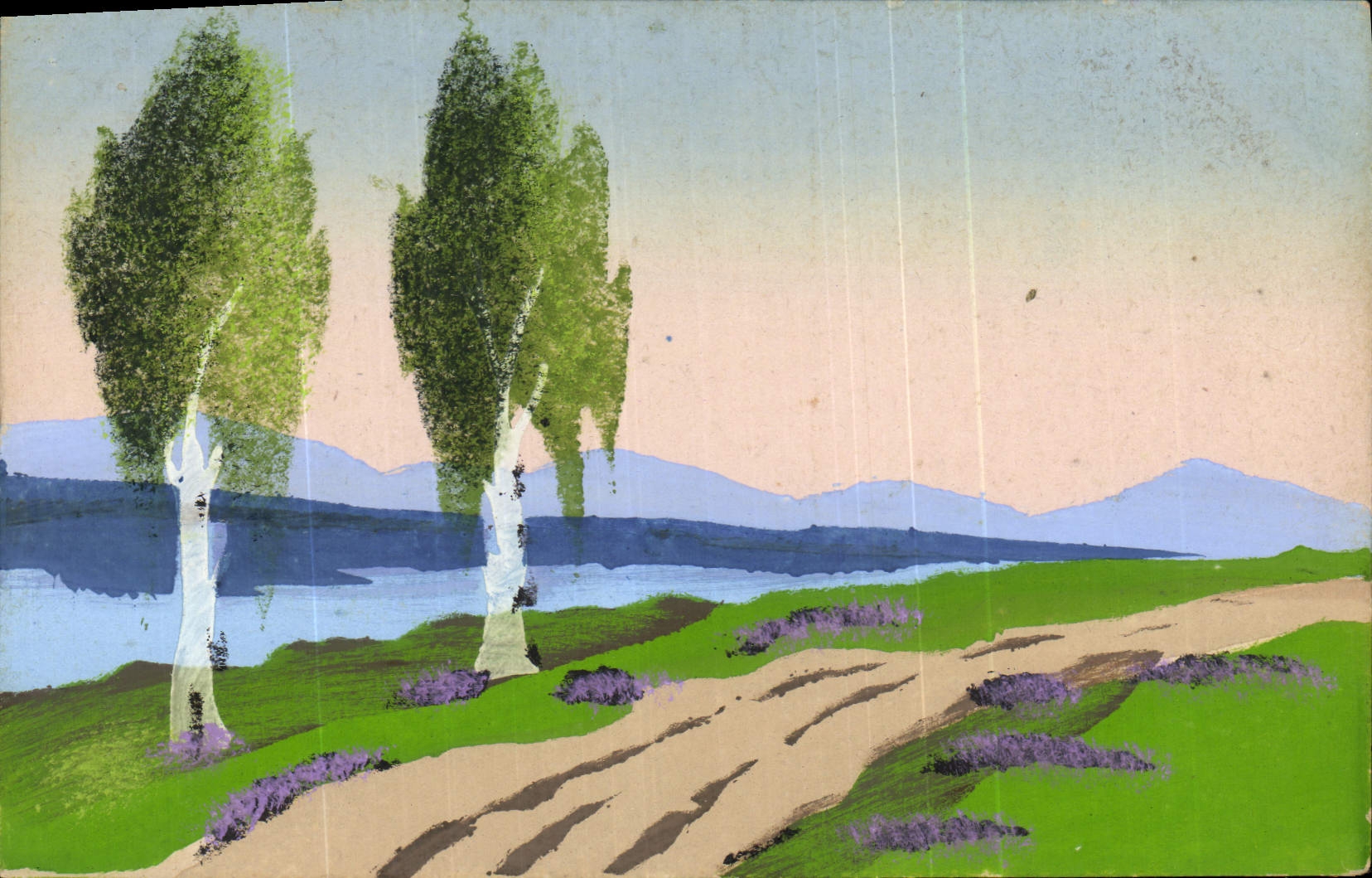 CPA Fantaisie (dessin a la main) Paysage 