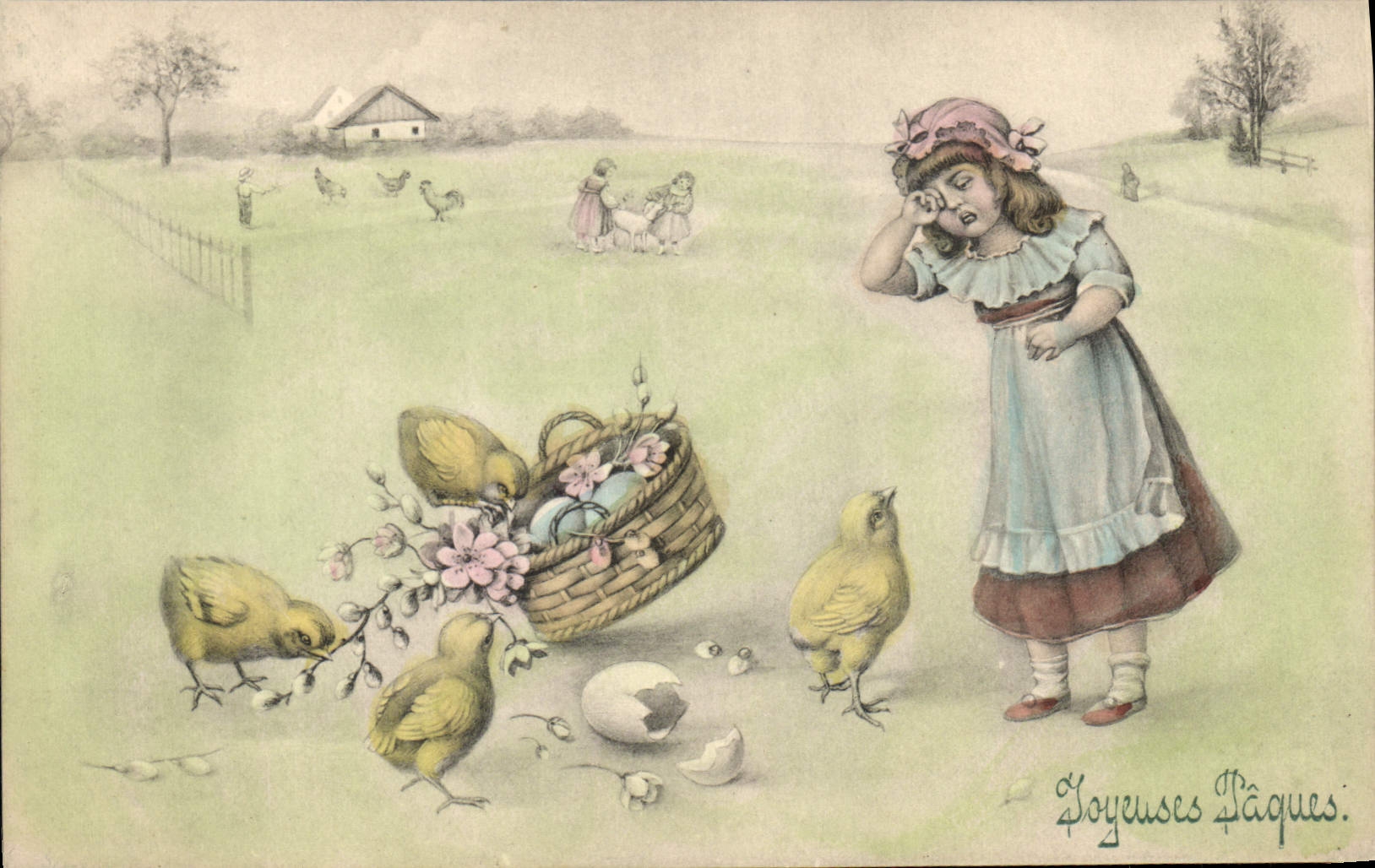 CPA Fantaisie Enfant Poussins Paques 