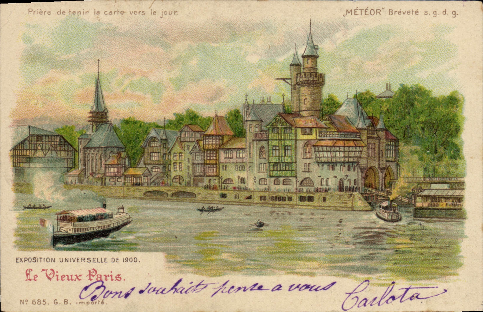 CPA Fantaisie Carte transparente Paris Exposition universelle de 1900 