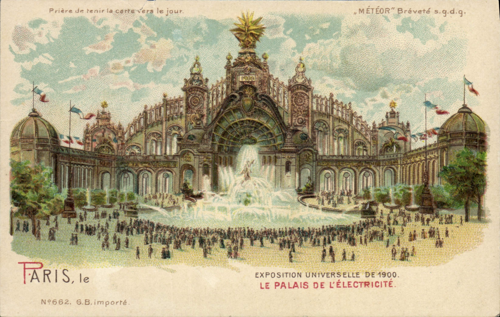 CPA Fantaisie Carte transparente Paris Exposition universelle de 1900 Le palais de l'electricite