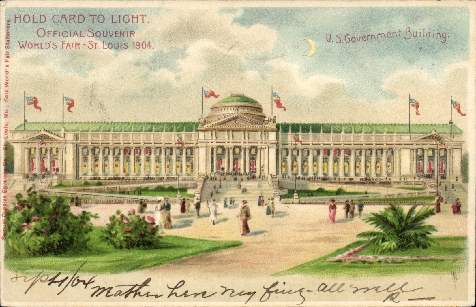 CPA Fantaisie Carte transparente World's Fair St Louis 1904 US Government Building