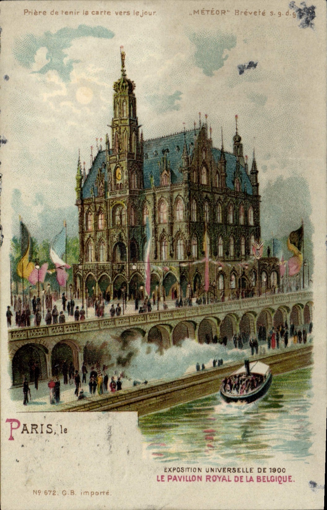 CPA Fantaisie Carte transparente Paris Exposition universelle de 1900 Le Pavillon Royal de la Belgique