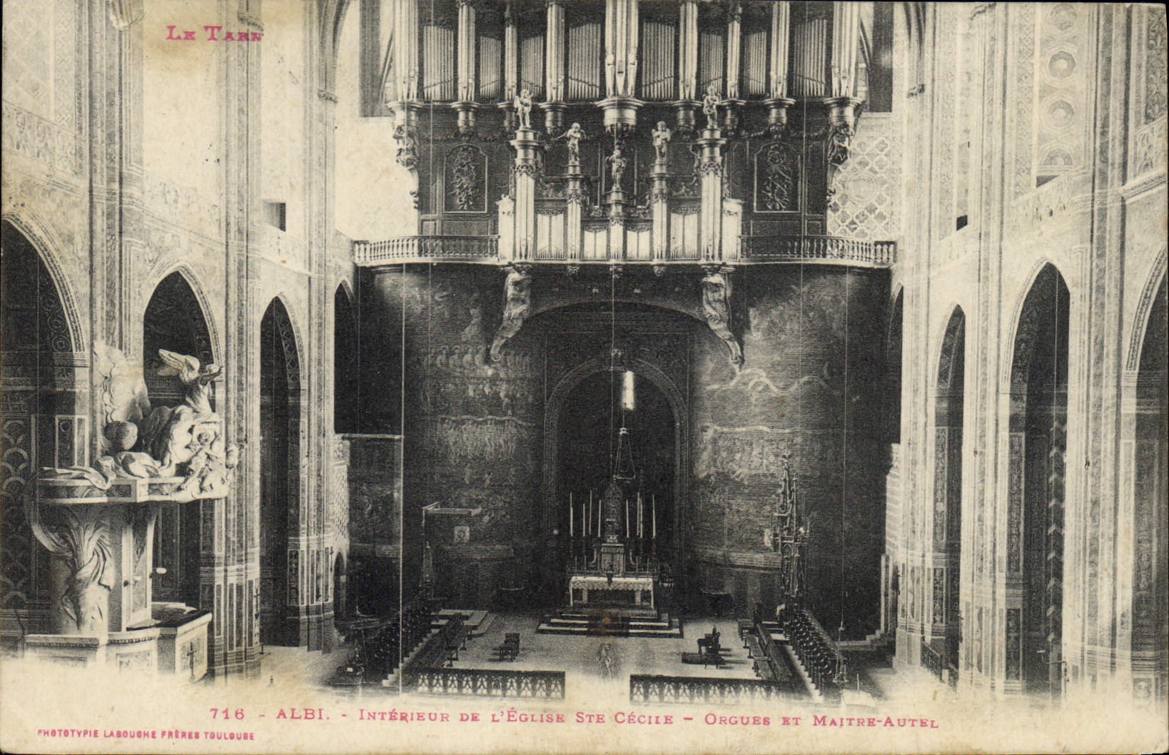 Postal Órgano Albi Interior de la iglesia Ste Cecilia Órganos y principal altar