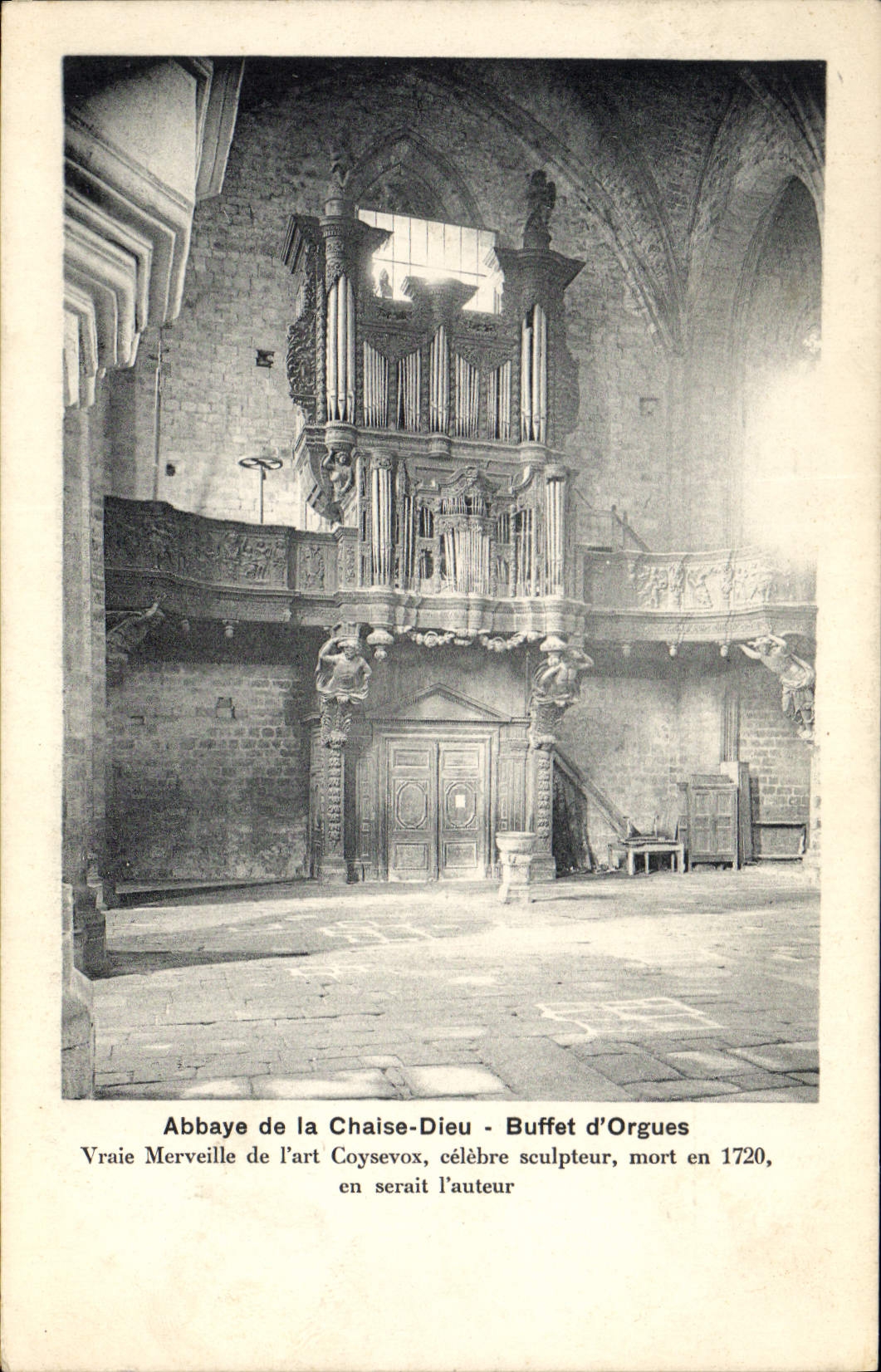 Postal Órgano Abadía de la Silla Dios Aparador de órganos Arte Coysevox