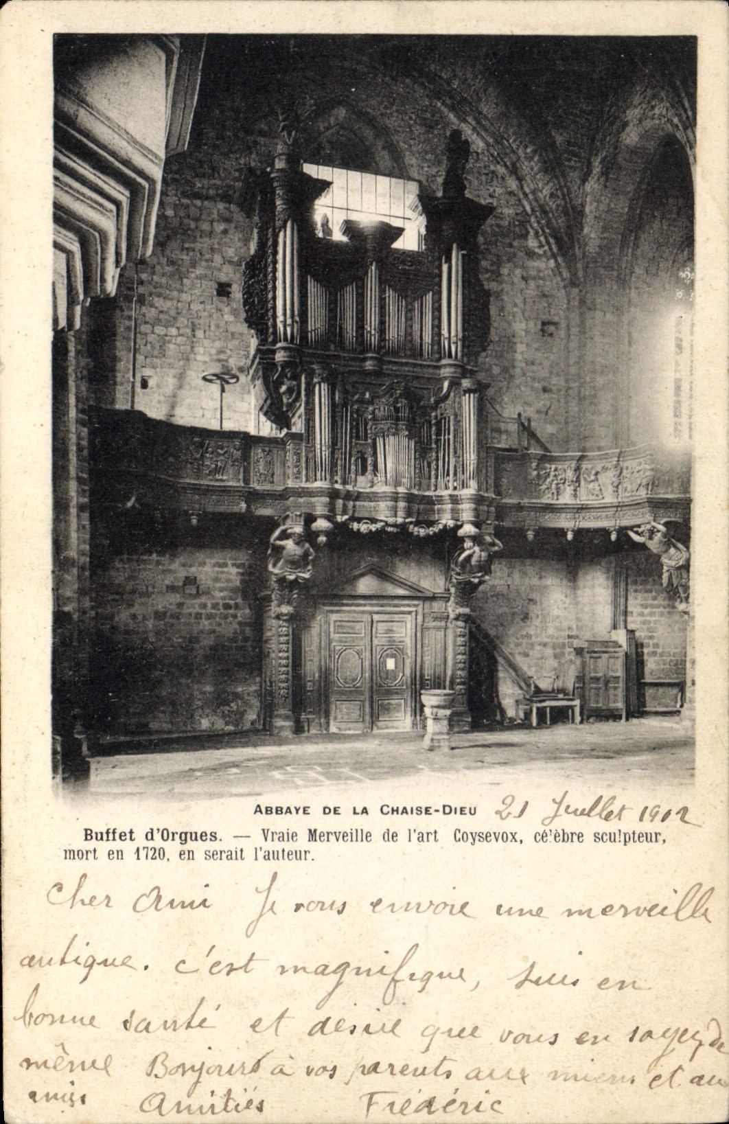 CPA Orgue Abbaye de la Chaise Dieu Buffet d'orgues Art Coysevox