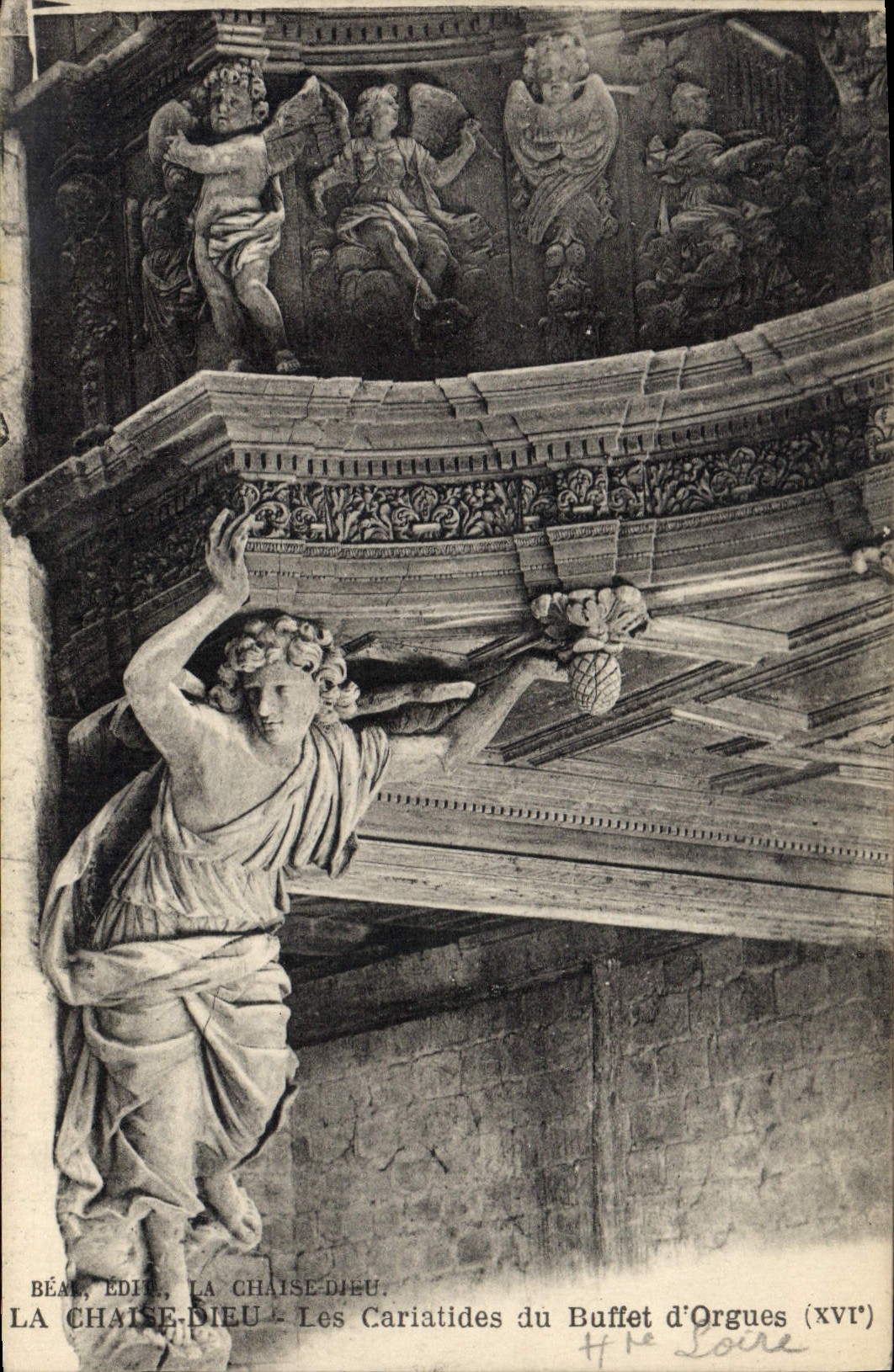 Postal Órgano la Silla Dios las cariátides del aparador de órganos