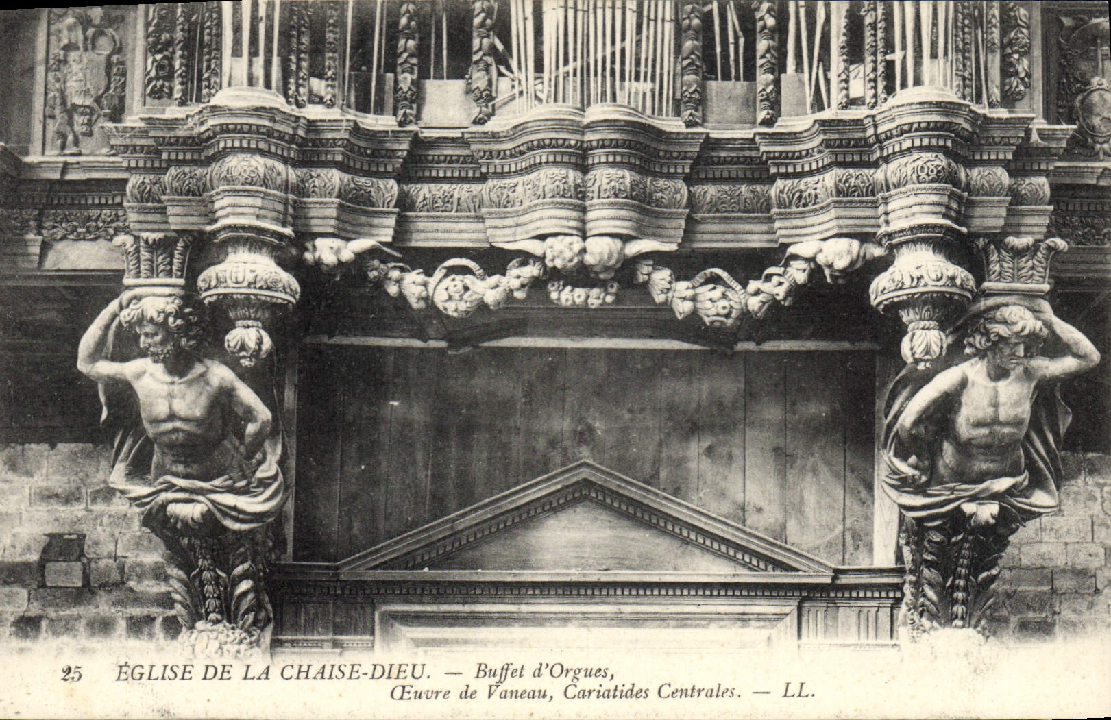 Postal Órgano Iglesia de la Silla Dios Aparador de órganos Obra de Avefría Cariátides centrales