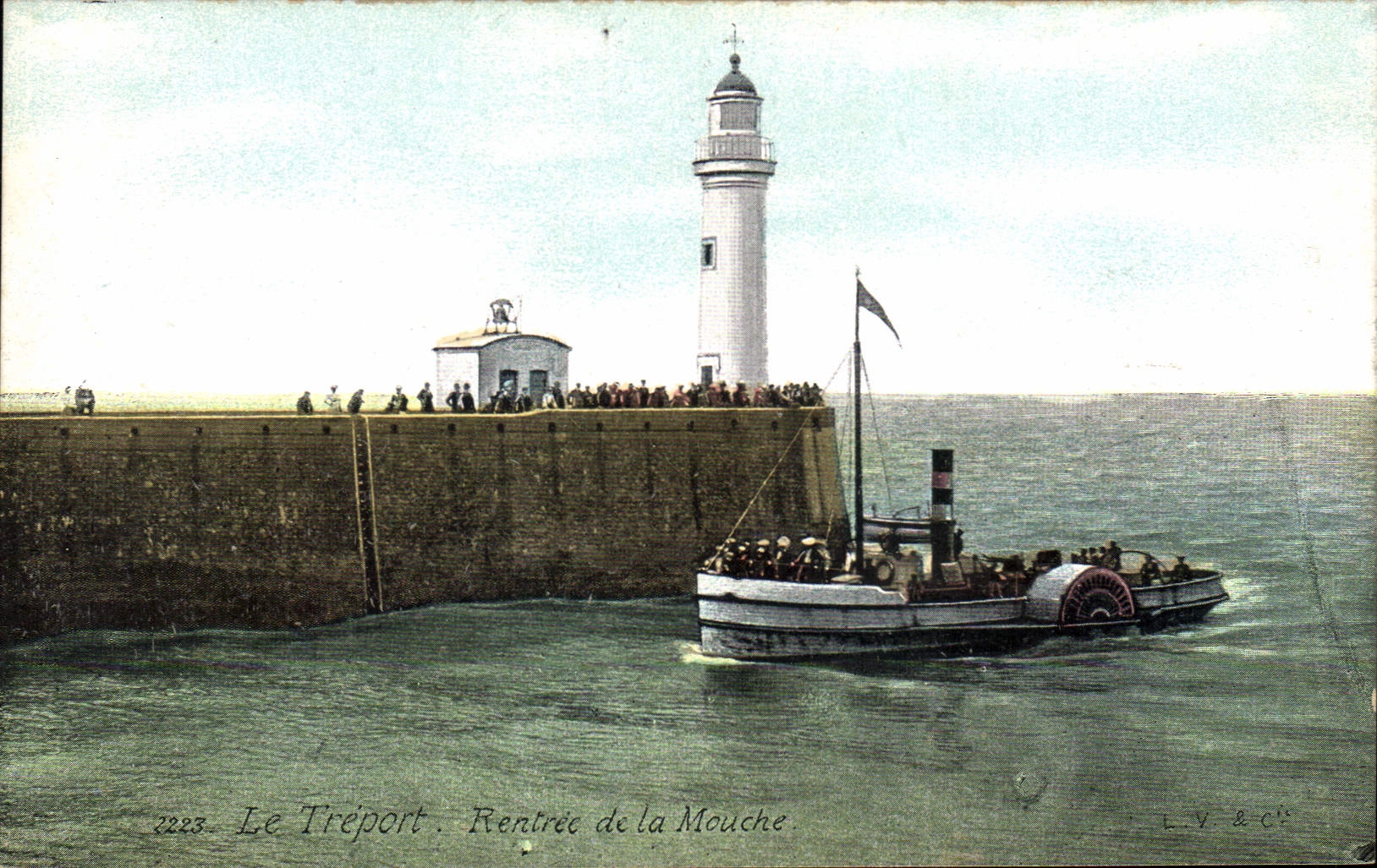 Postal PHARE el Treport Volver a entrar de la Mosca Barco