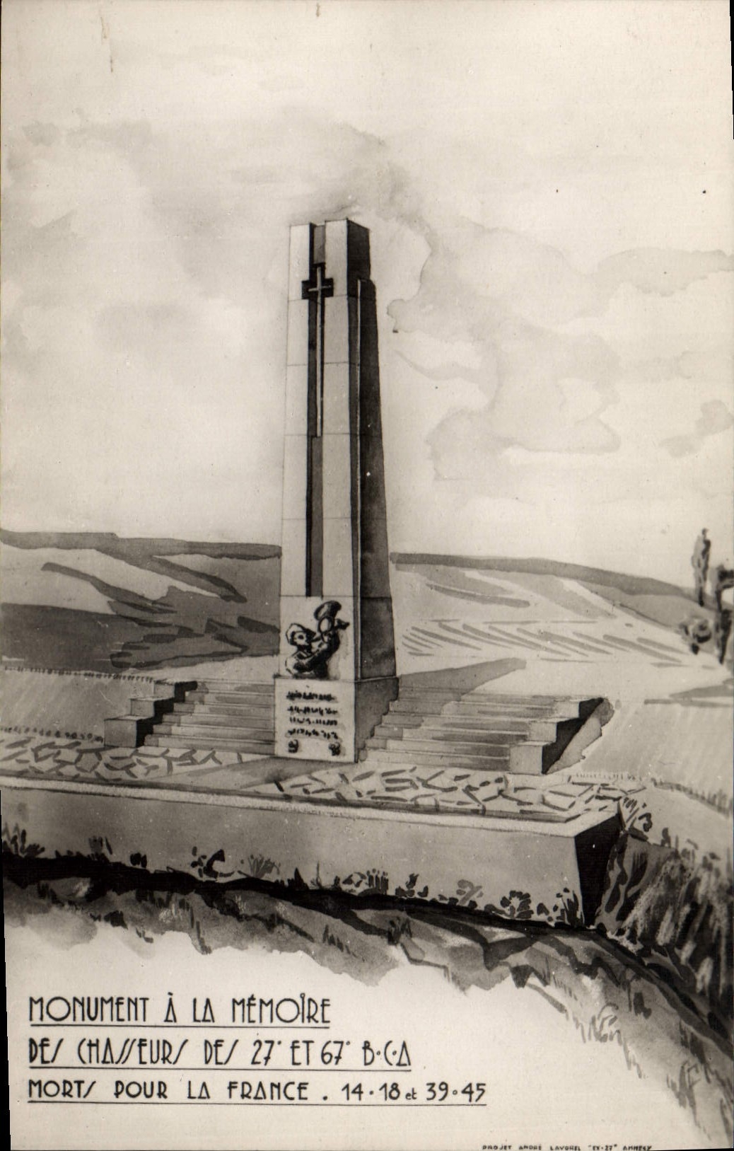 CPM Militaria Monument a la memoire des chasseurs des 27 et 67eme BCA morts pour la France