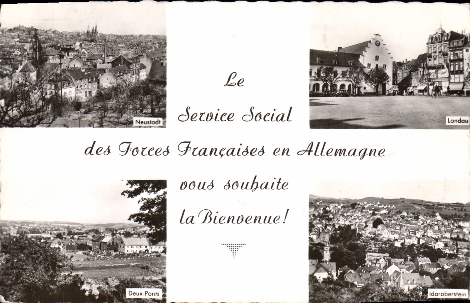CPM Militaria Service Social des Forces Francaises en Allemagne Neustadt Landau Deux Ponts Idaroberstein