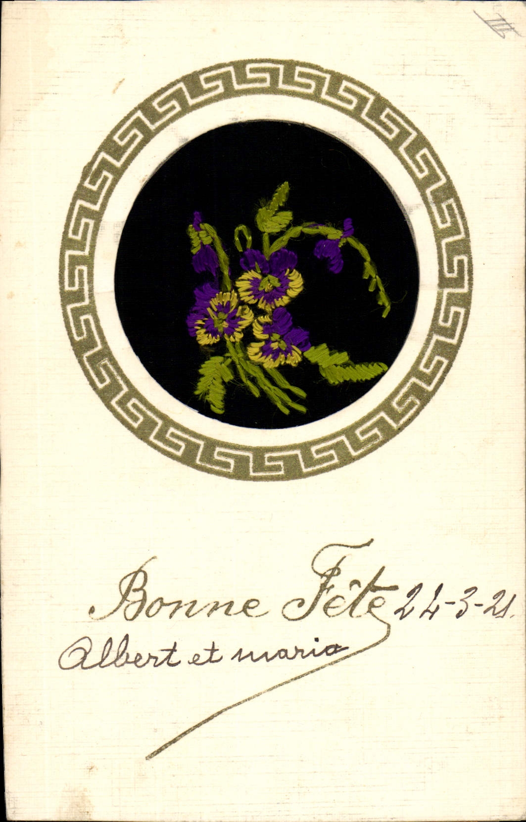 CPA Fantaisie Toilee Fleurs 