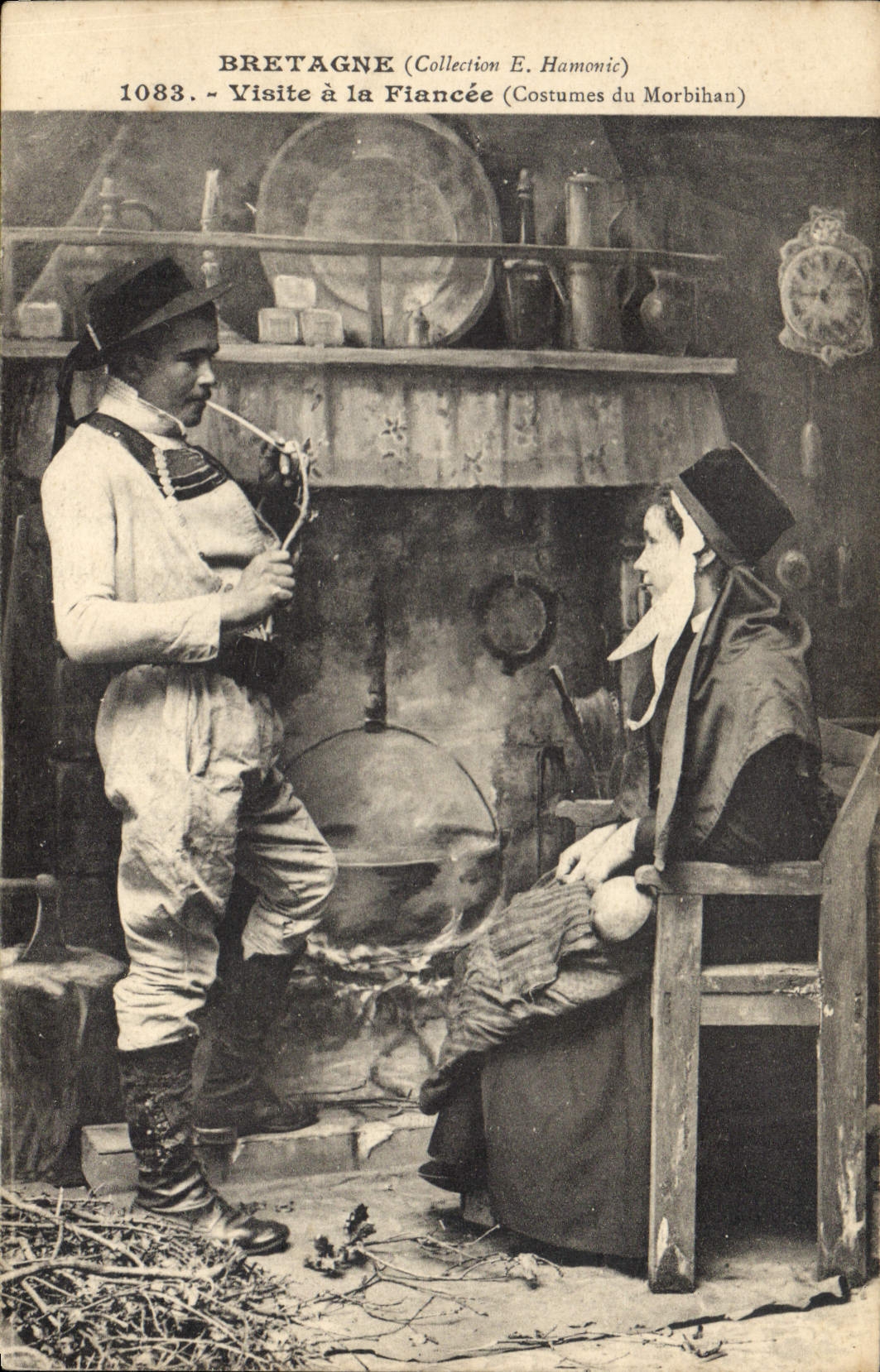 CPA Folklore Visite a la fiancee Morbihan