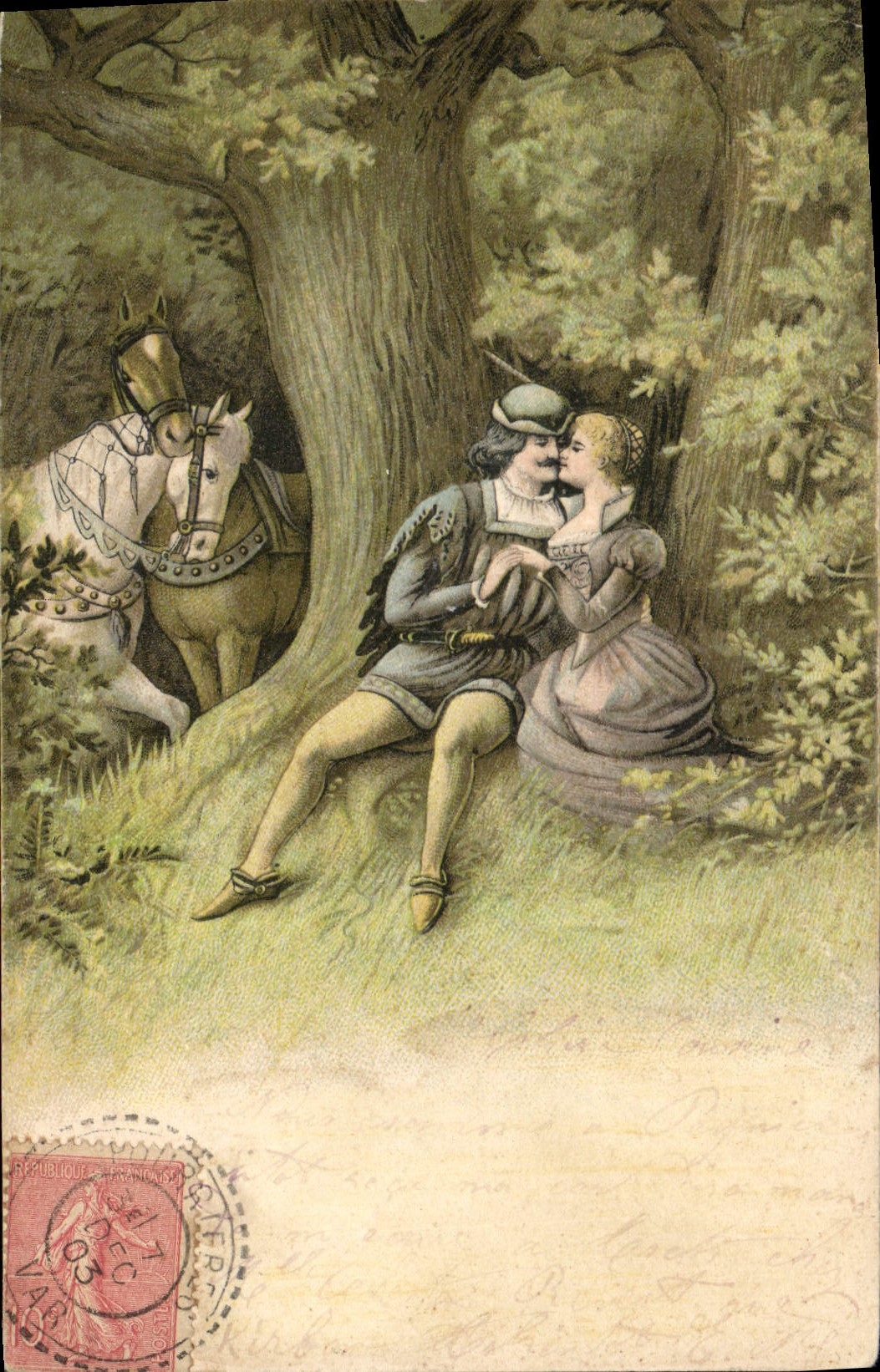 CPA Fantaisie Femme Cheval (en relief)