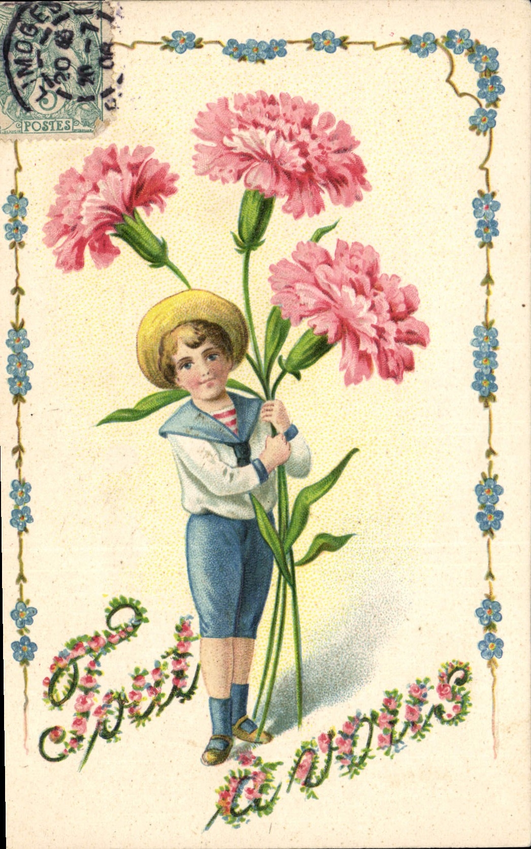 CPA Fantaisie Fleurs Enfant