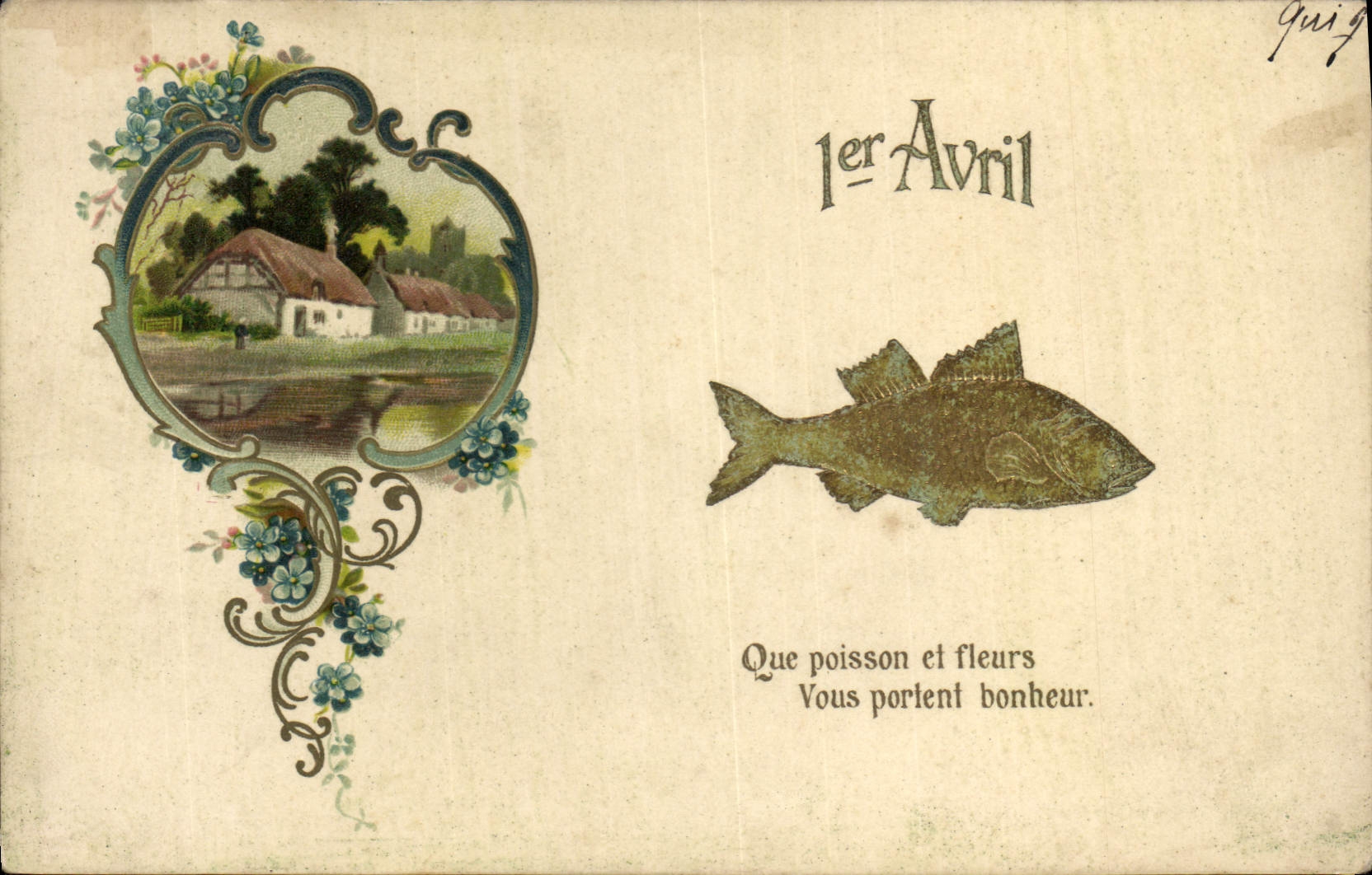 CPA Fantaisie Fleurs Poisson 1er Avril